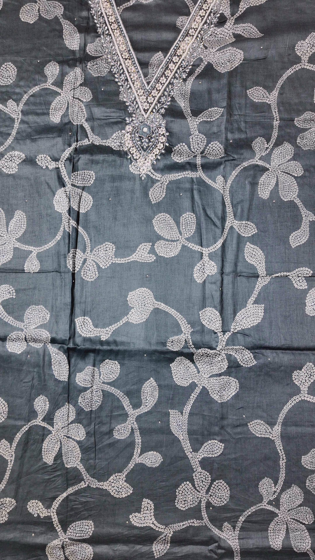 Midnight Blossom: Luxurious Unstitched Suit with Intricate Embroidery