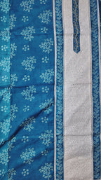 Azure Blossom Symphony: Unstitched Embellished Ensemble
