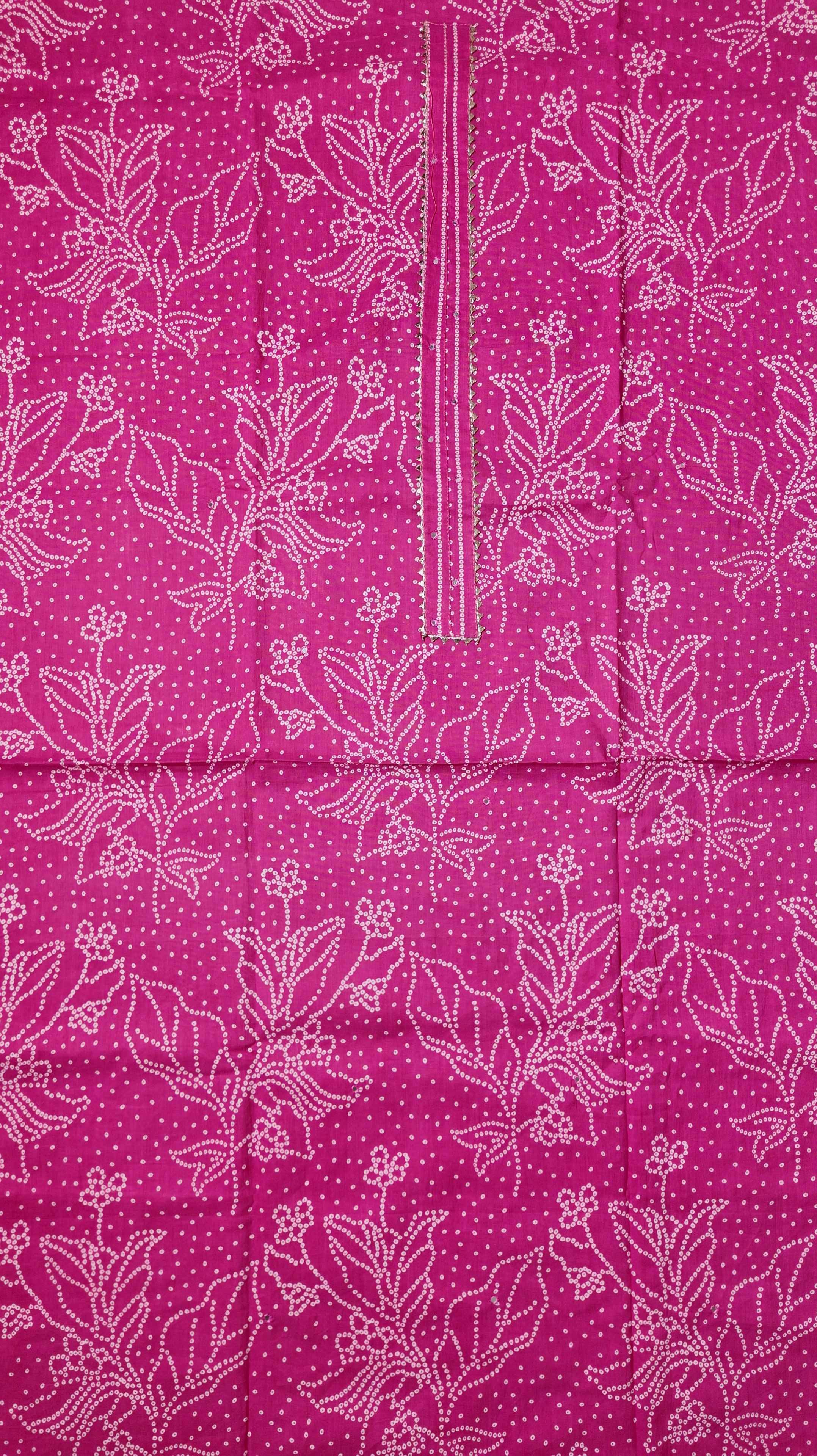 Radiant Fuchsia Bandhani Unstitched Suit – Effortless Charm Awaits