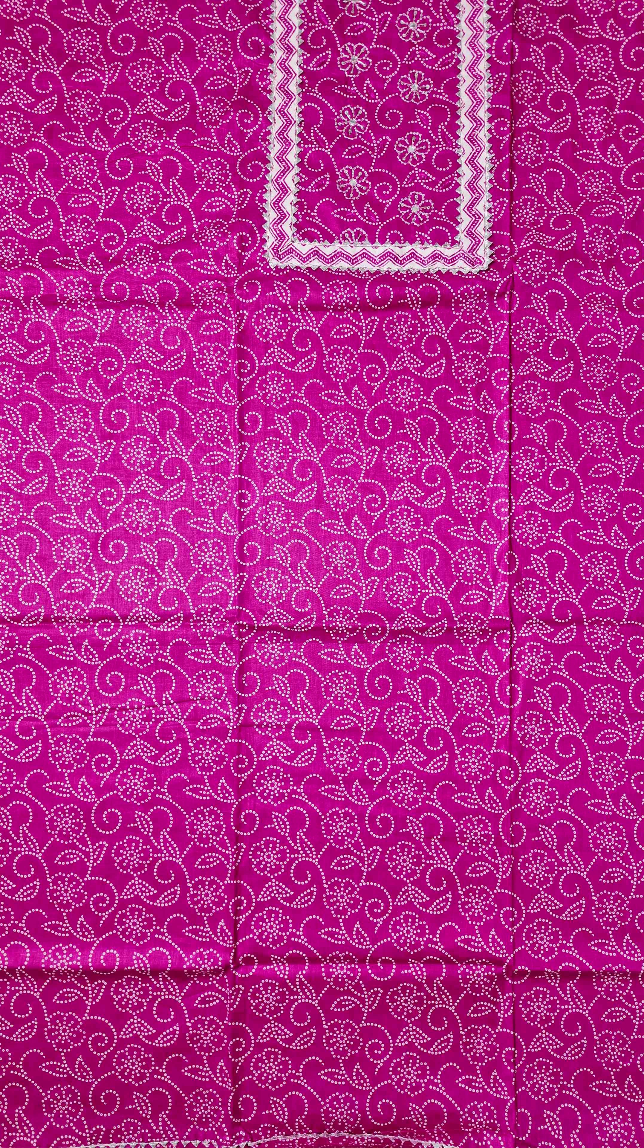 Vibrant Fuchsia Unstitched Suit with Intricate Embroidery