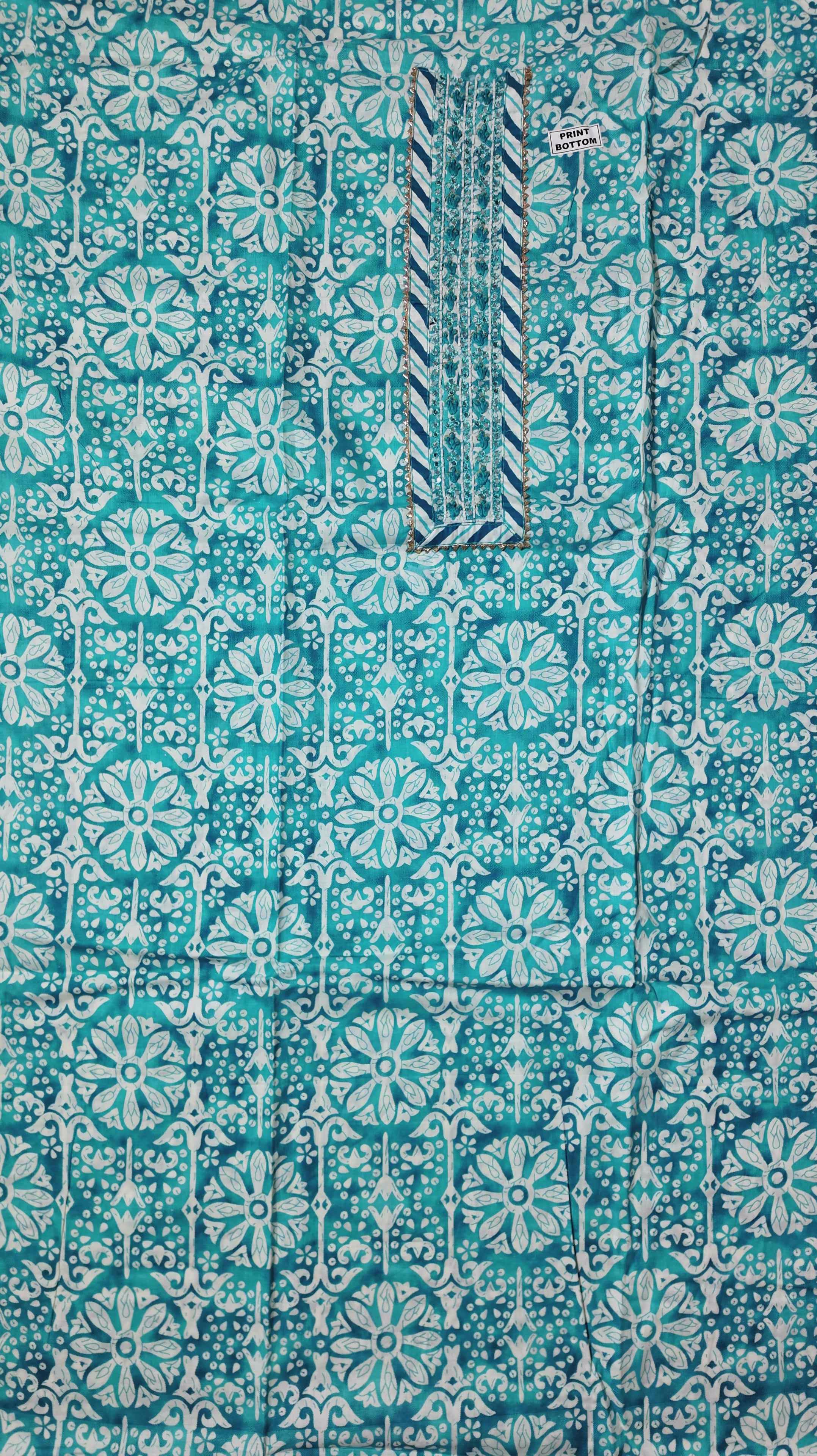 Timeless Azure Delight: Handcrafted Unstitched Perfection