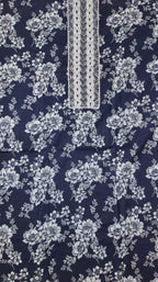 Floral Nightfall: Unstitched Suit with Intricate Lace Detail