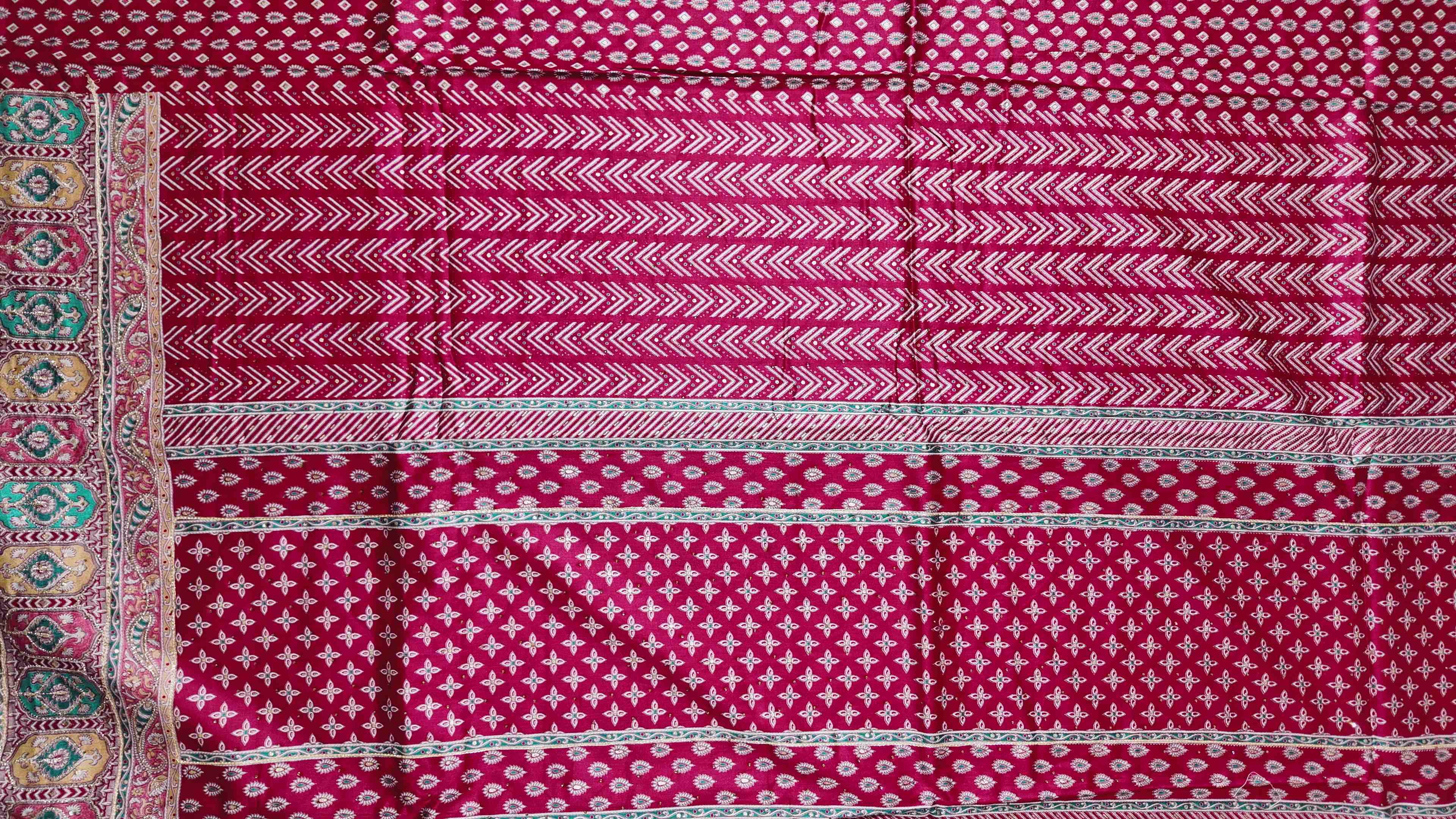 Festive Maroon & Teal Unstitched Suit – Embrace Traditional Flair",