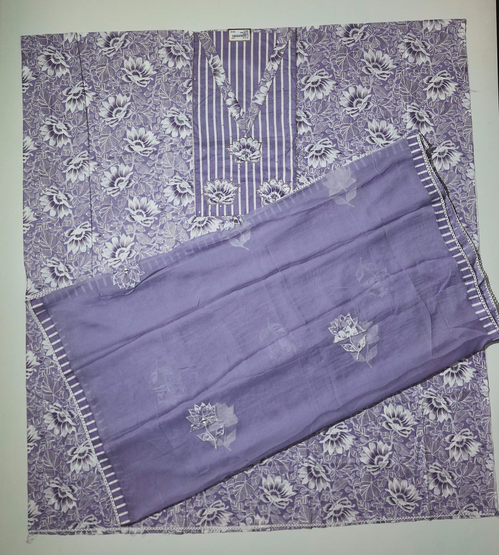 Lavender Blossom Unstitched Suit: Embrace Floral Elegance