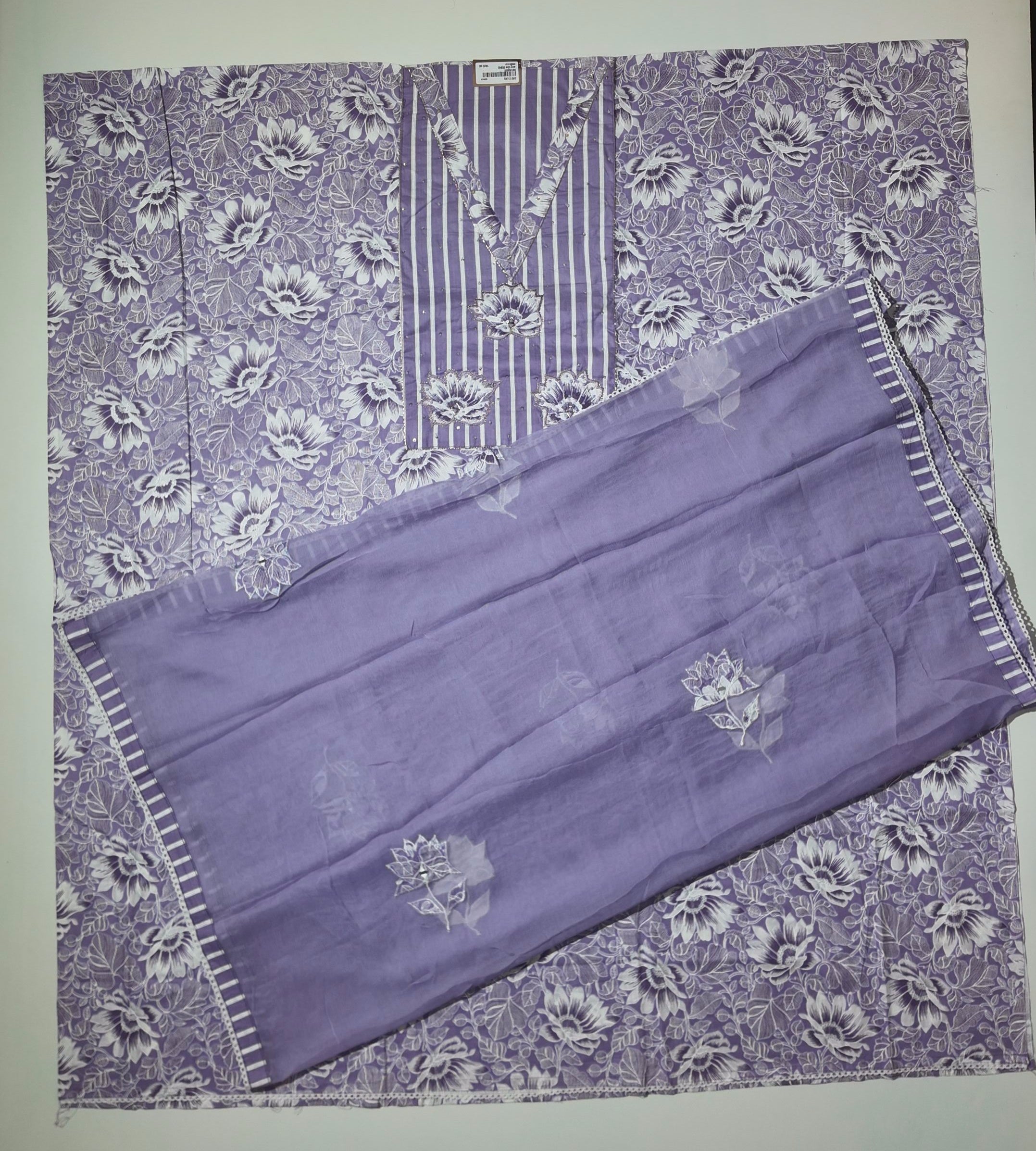 Lavender Blossom Unstitched Suit: Embrace Floral Elegance