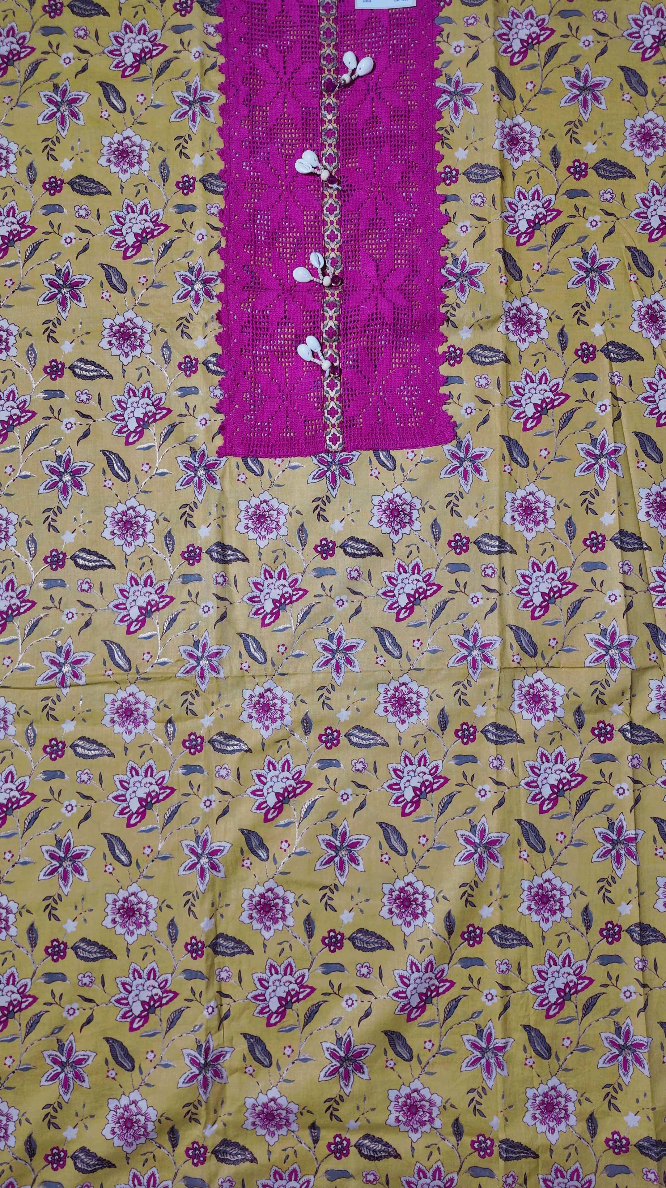 Vibrant Fuchsia and Sunshine Unstitched Suit with Exquisite Embroidery