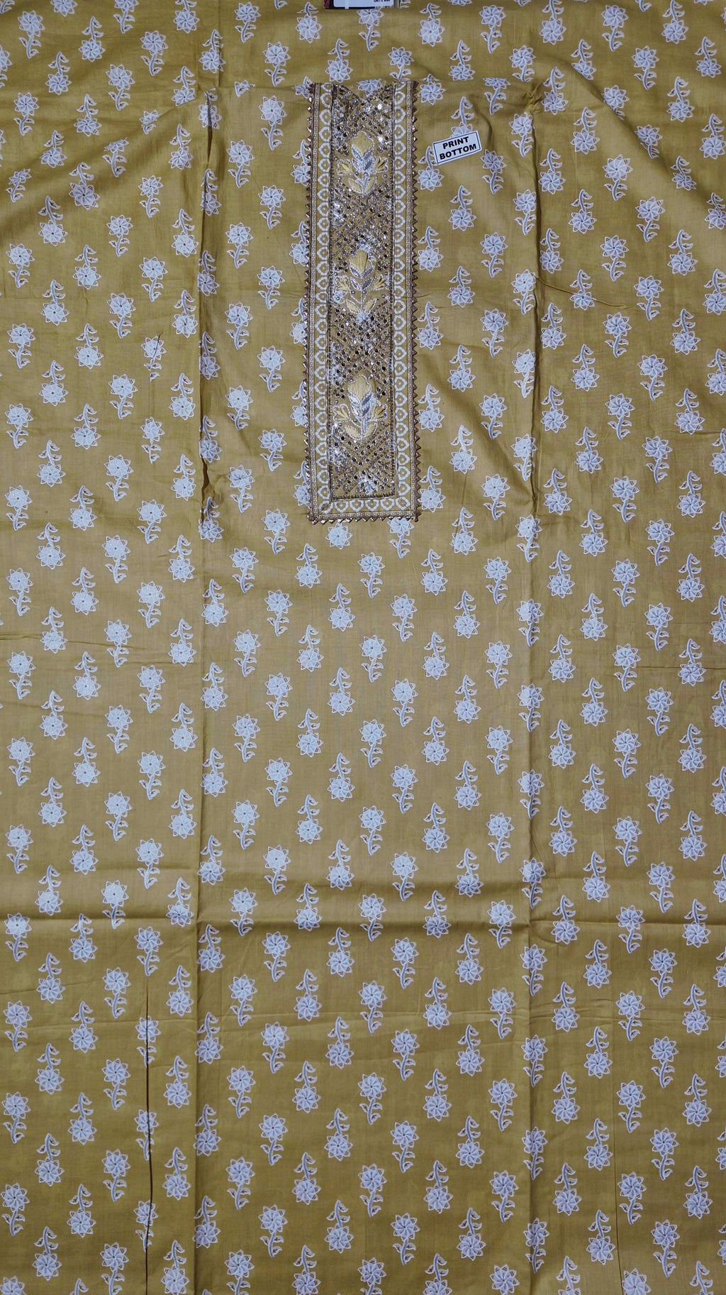 Golden Blossom: Artisan Crafted Unstitched Suit Fabric