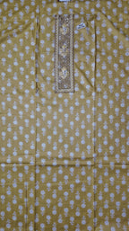 Golden Blossom: Artisan Crafted Unstitched Suit Fabric