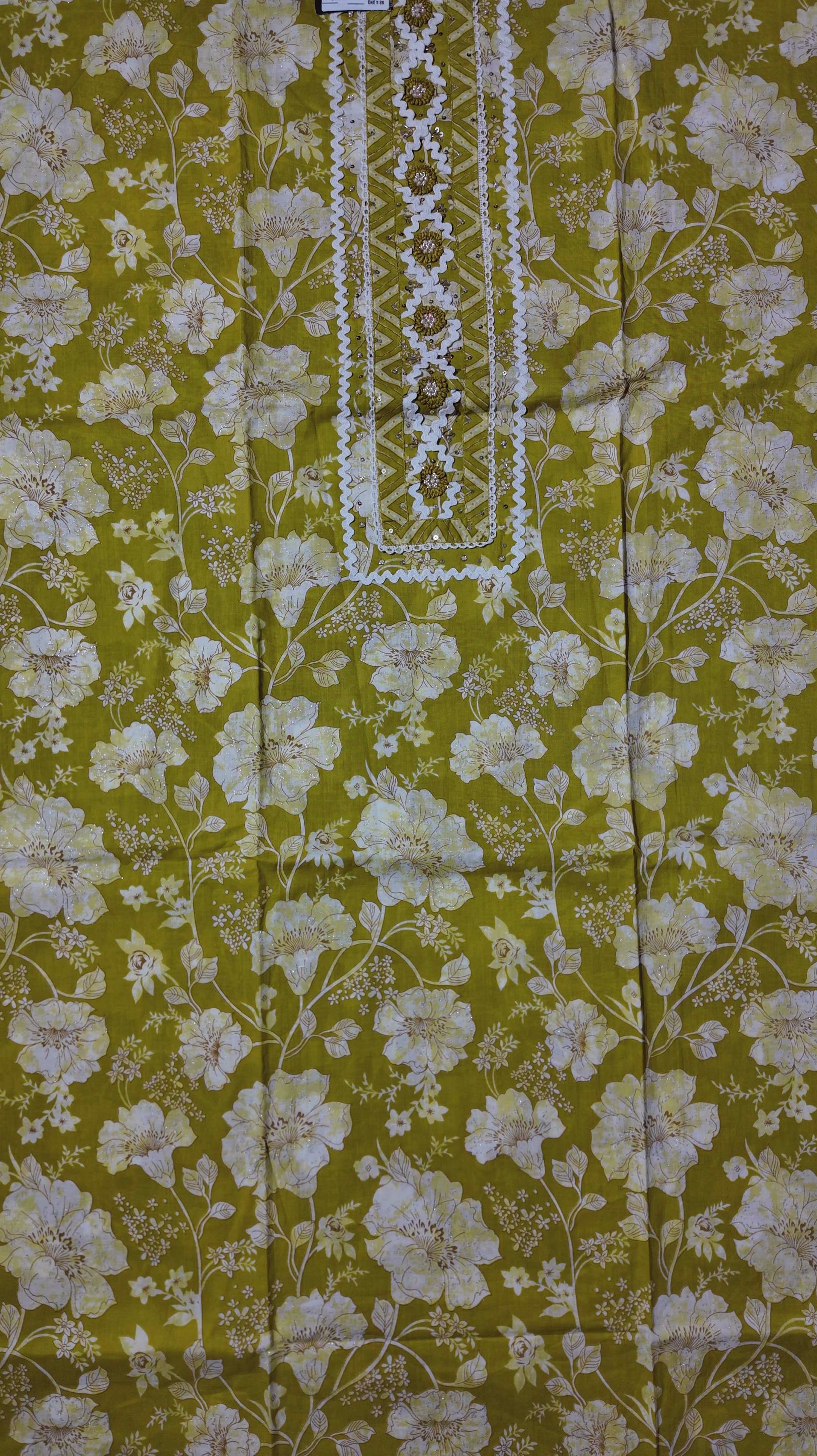 Zestful Bloom: Unstitched Mustard Floral Ensemble
