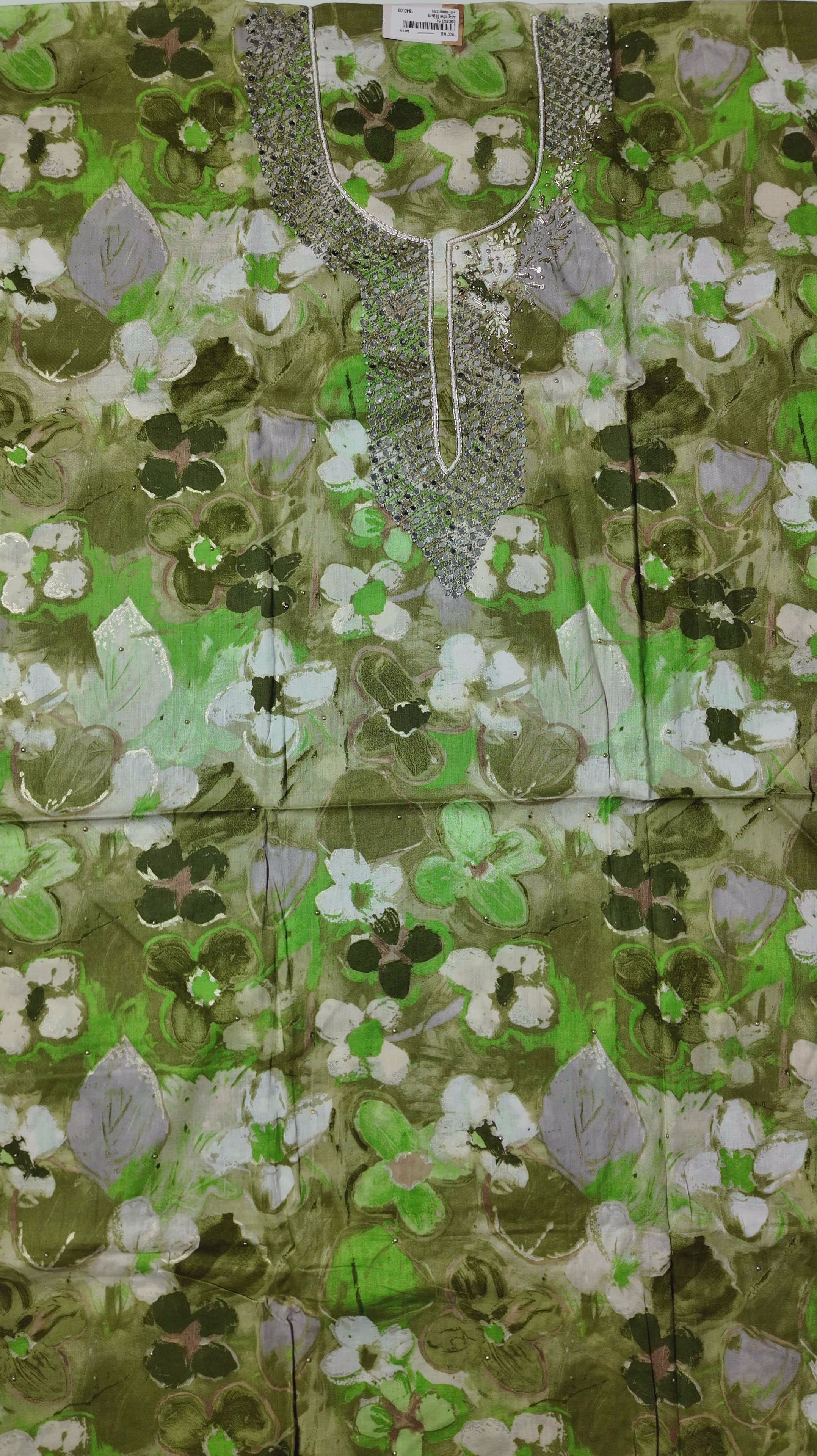 Verdant Blossom: Unstitched Suit with Intricate Sequin Design