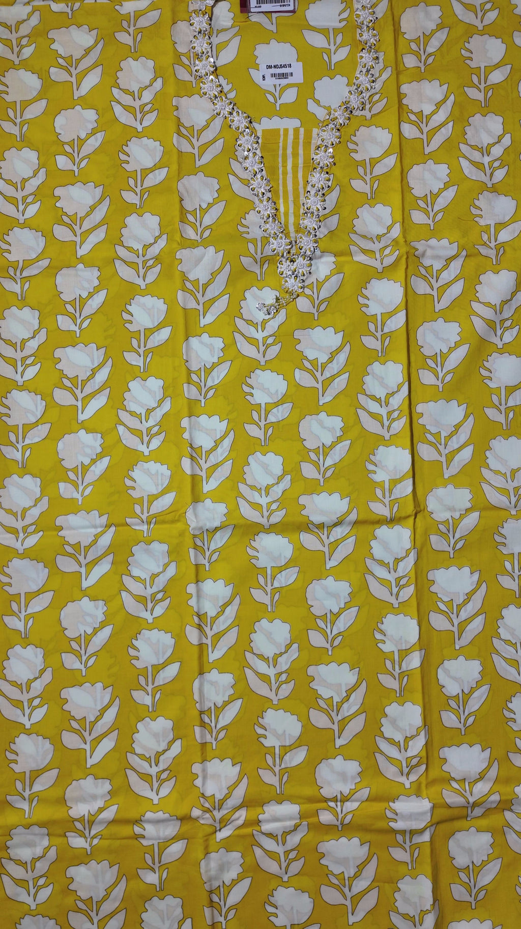 Vibrant Floral Yellow Unstitched Suit with Artistic Embroidery