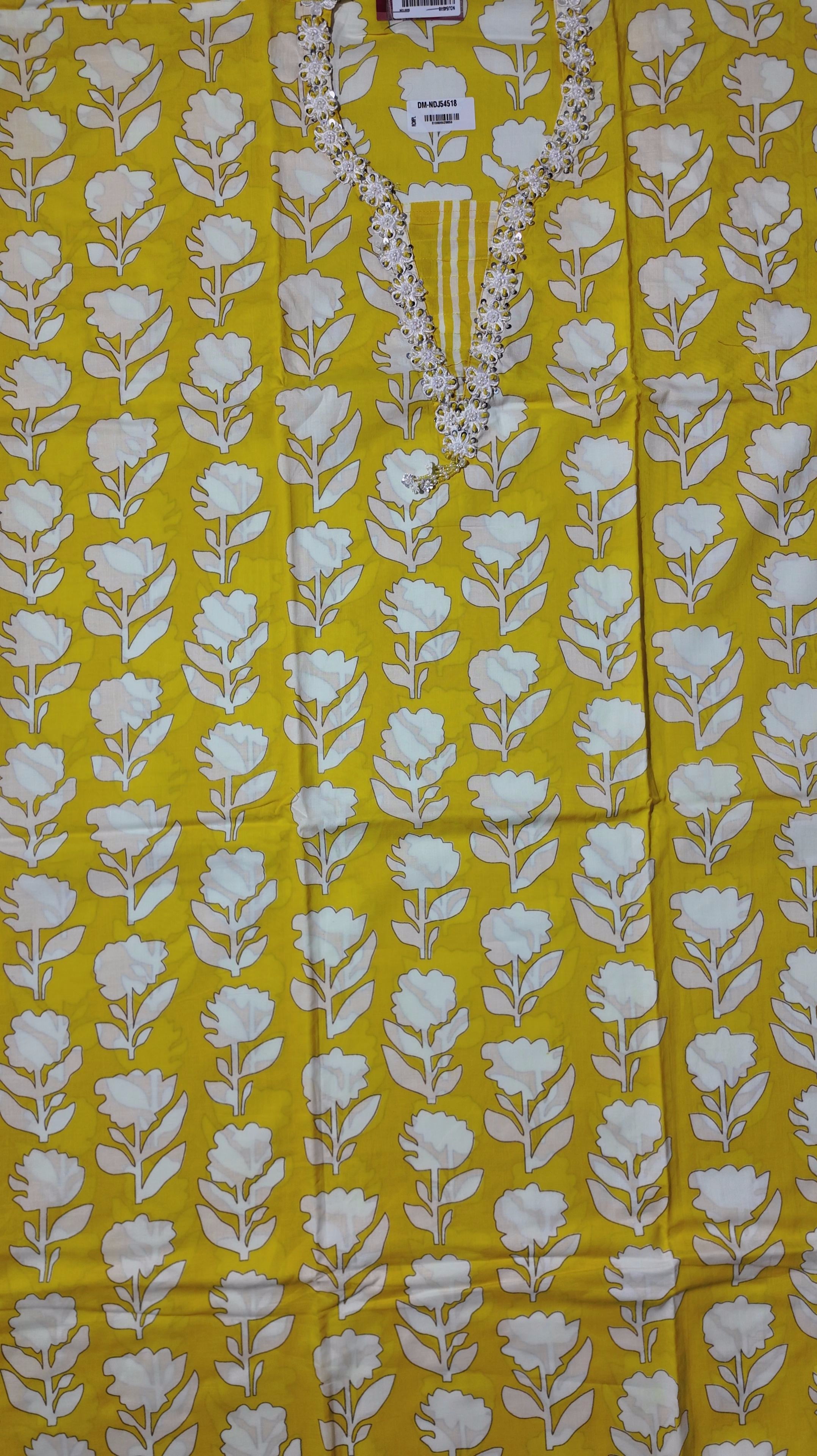 Vibrant Floral Yellow Unstitched Suit with Artistic Embroidery",