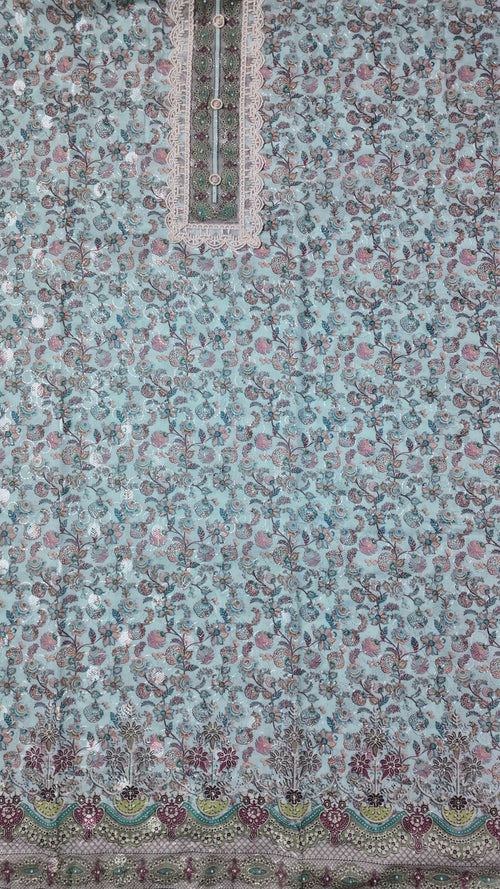 Blossom Dream Unstitched Suit: Embroidered Elegance for Every Occasion