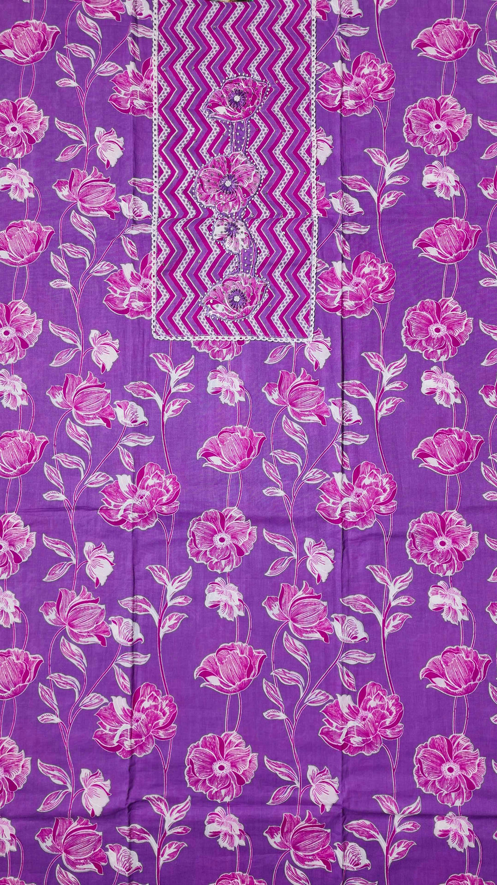 Vibrant Chevron & Floral Bliss Unstitched Suit