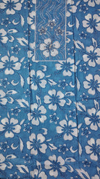Vibrant Azure Blossom Unstitched Suit: A Canvas of Comfort
