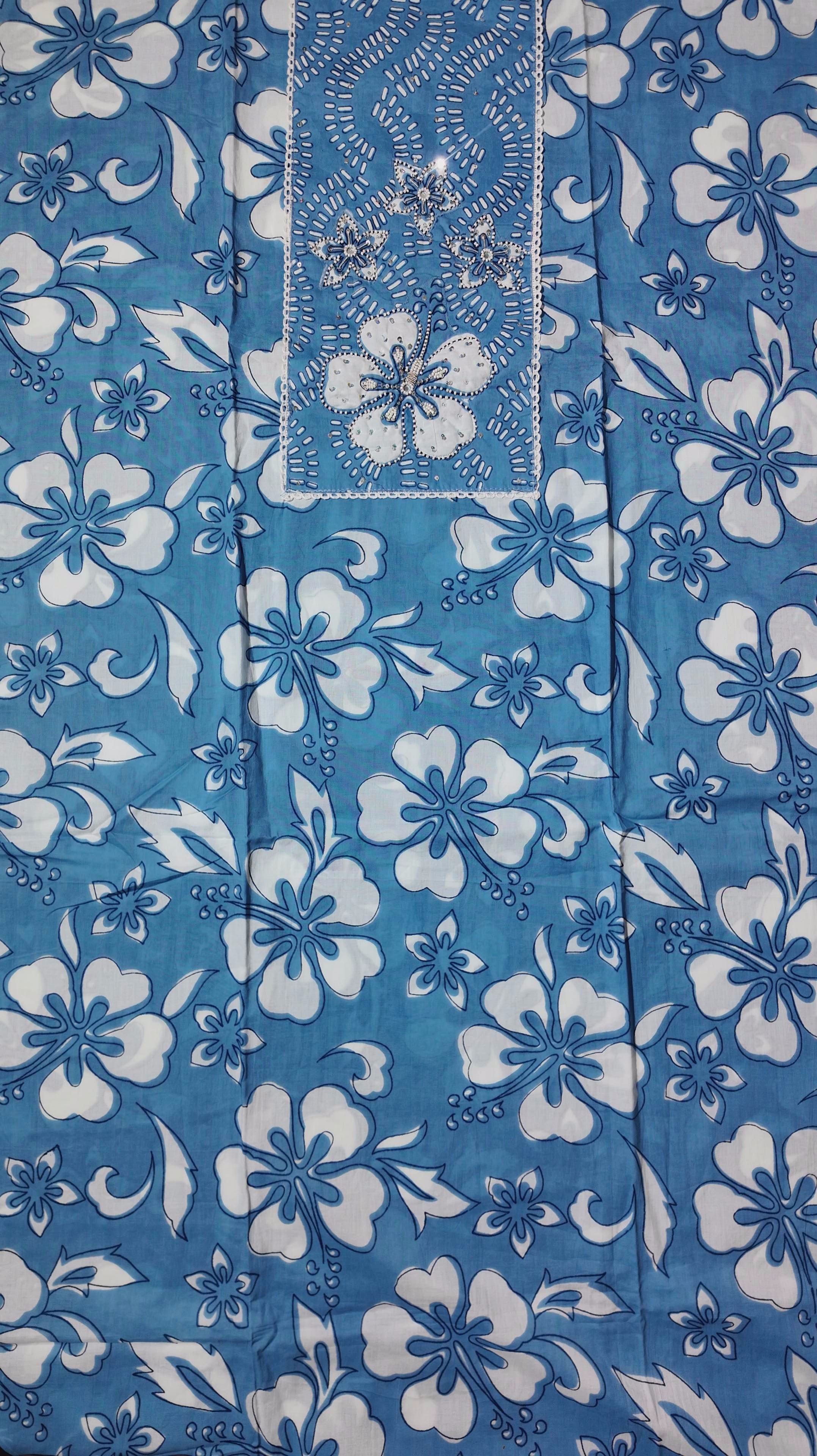 Vibrant Azure Blossom Unstitched Suit: A Canvas of Comfort