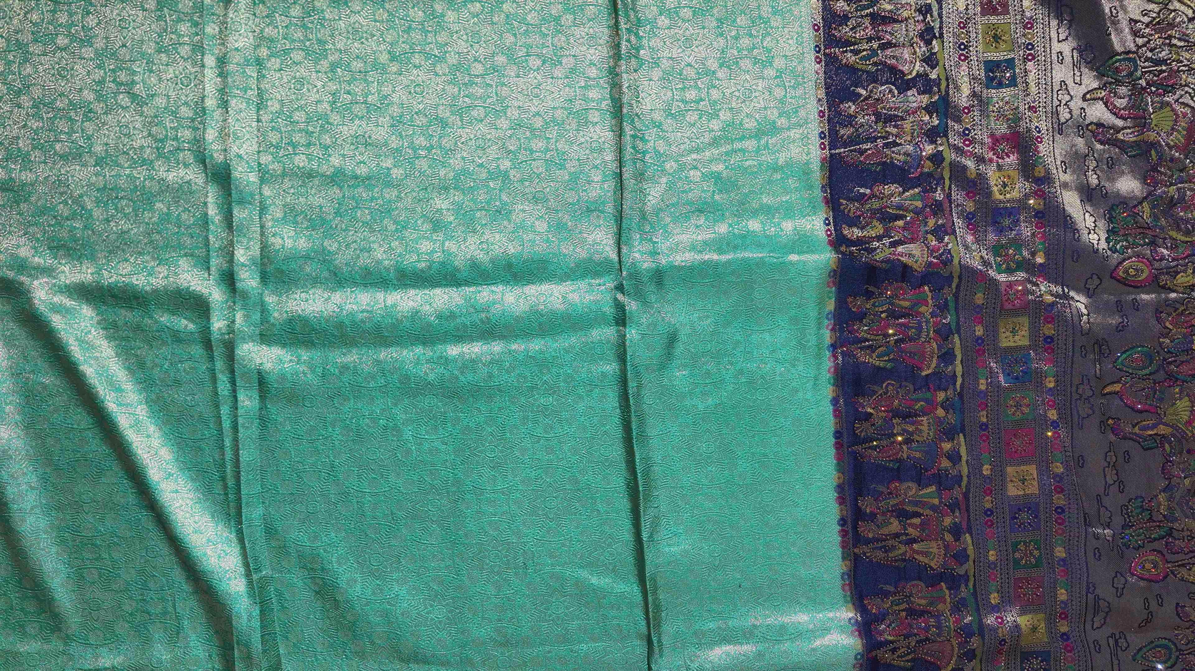 Regal Tapestry: Handwoven Mythical Art Silk Saree",