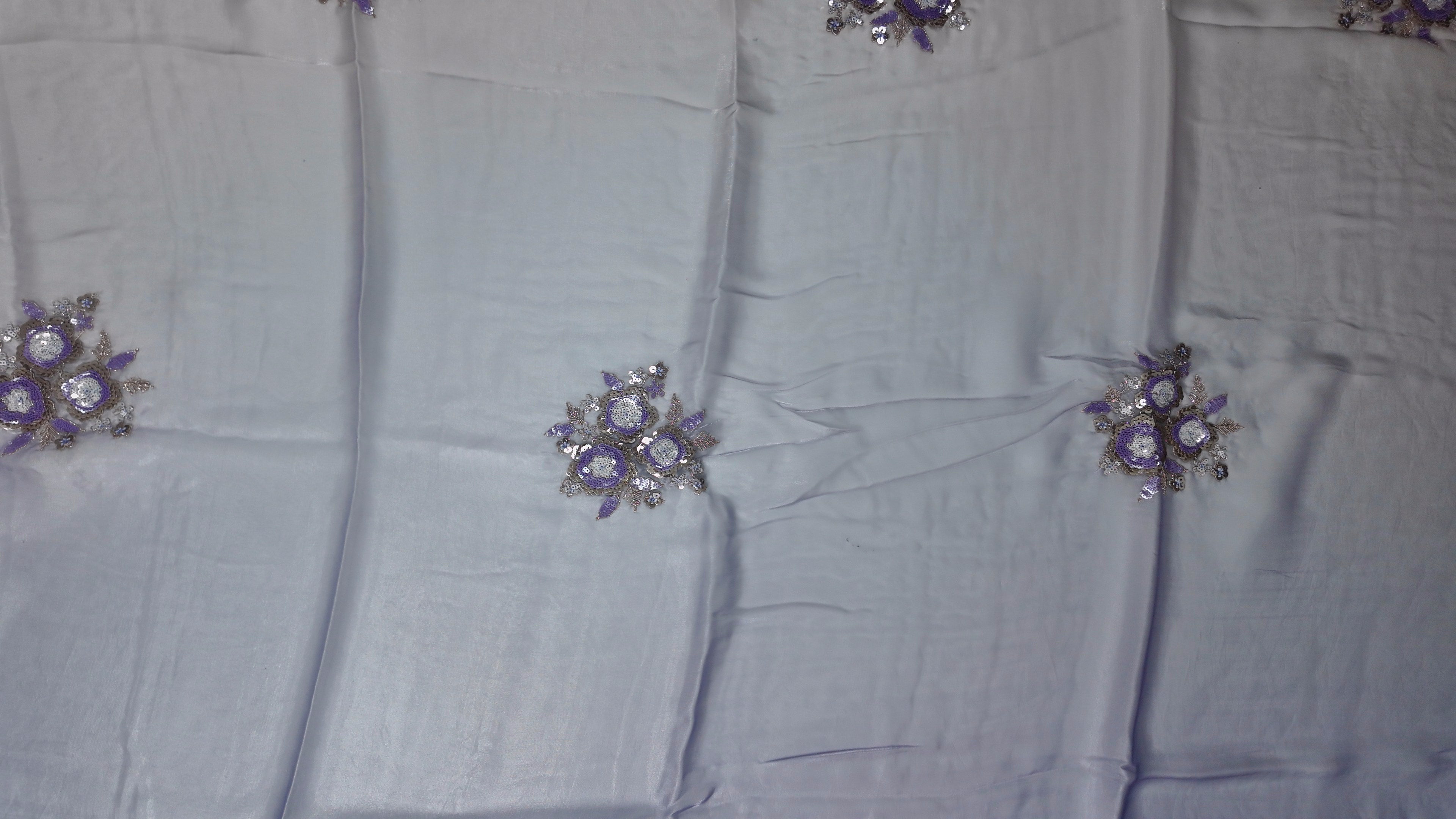 Mystic Lavender Saree with Shimmering Floral Embroidery",