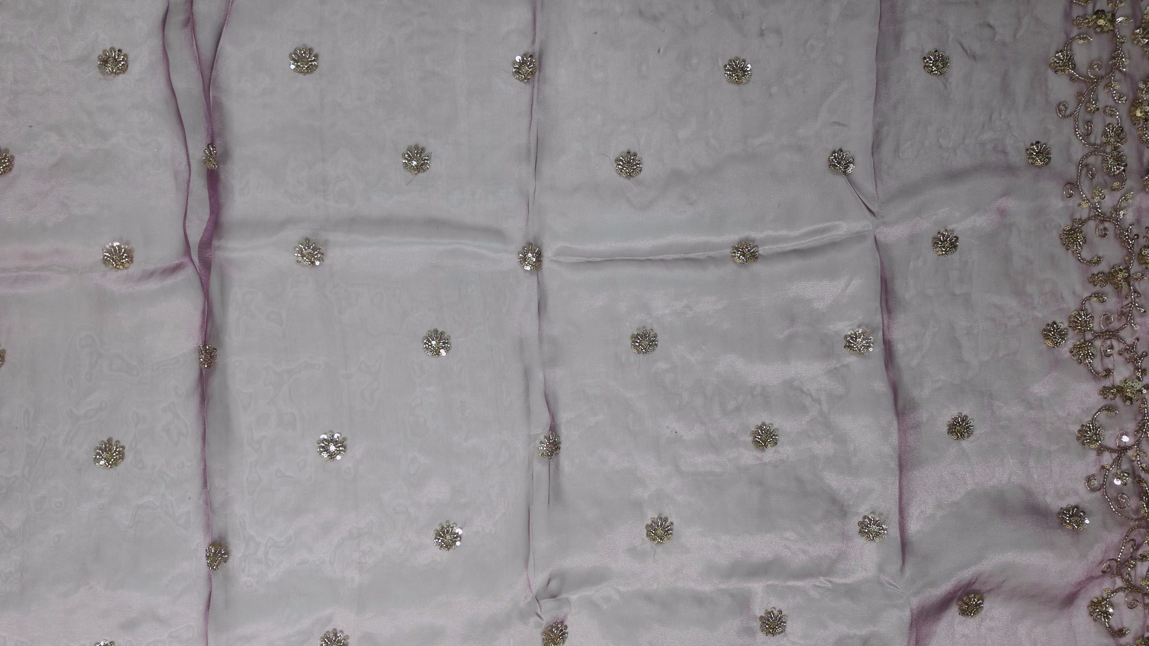 Regal Orchid Splendor: Exquisite Embellished Saree",