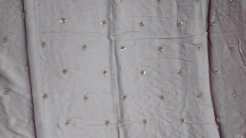 Luminous Lilac Saree with Intricate Sequin Embroidery",