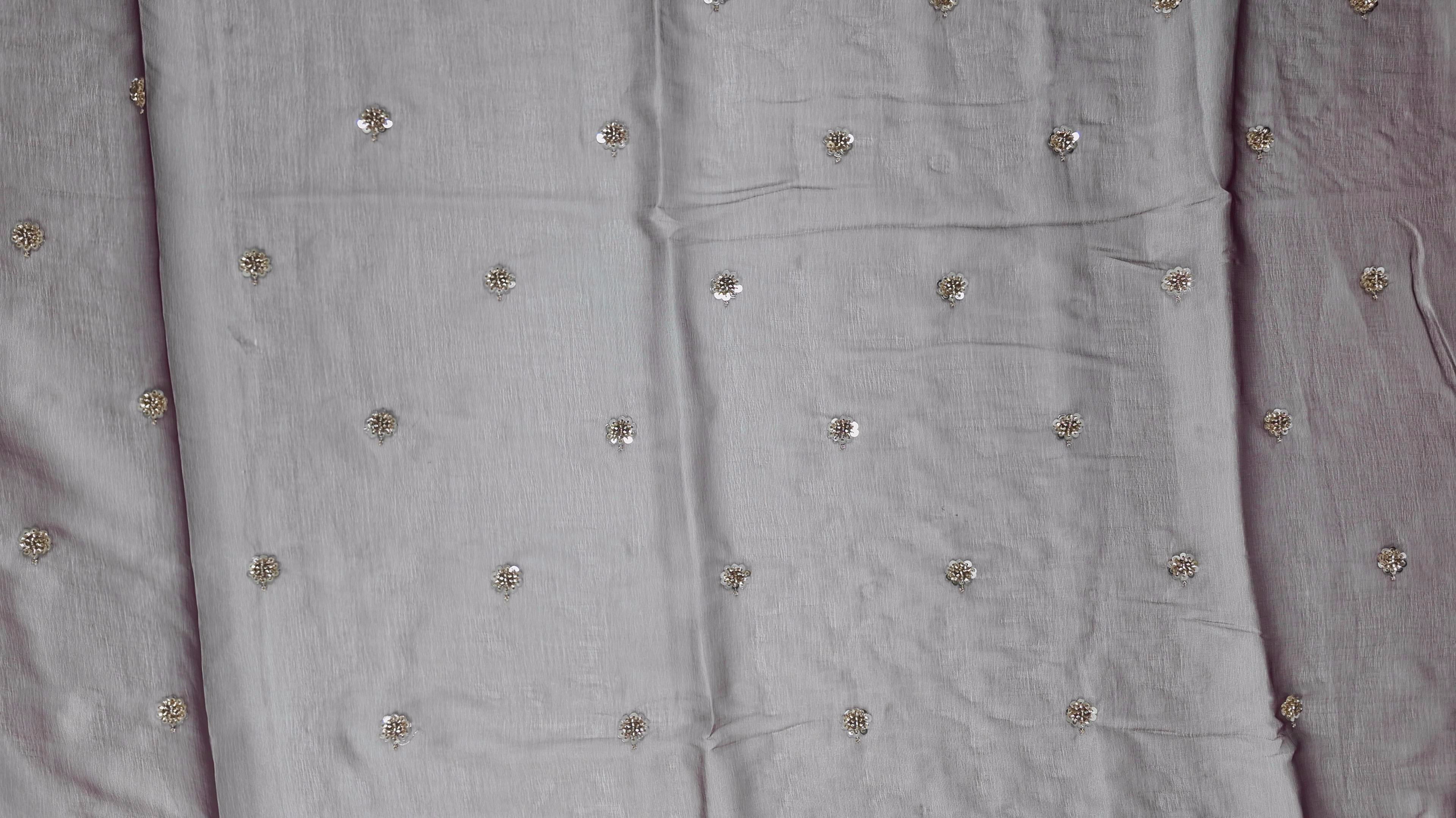 Luminous Lilac Saree with Intricate Sequin Embroidery",