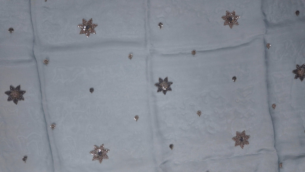 Enchanted Moonlight: Azure Sequin Embroidered Saree",