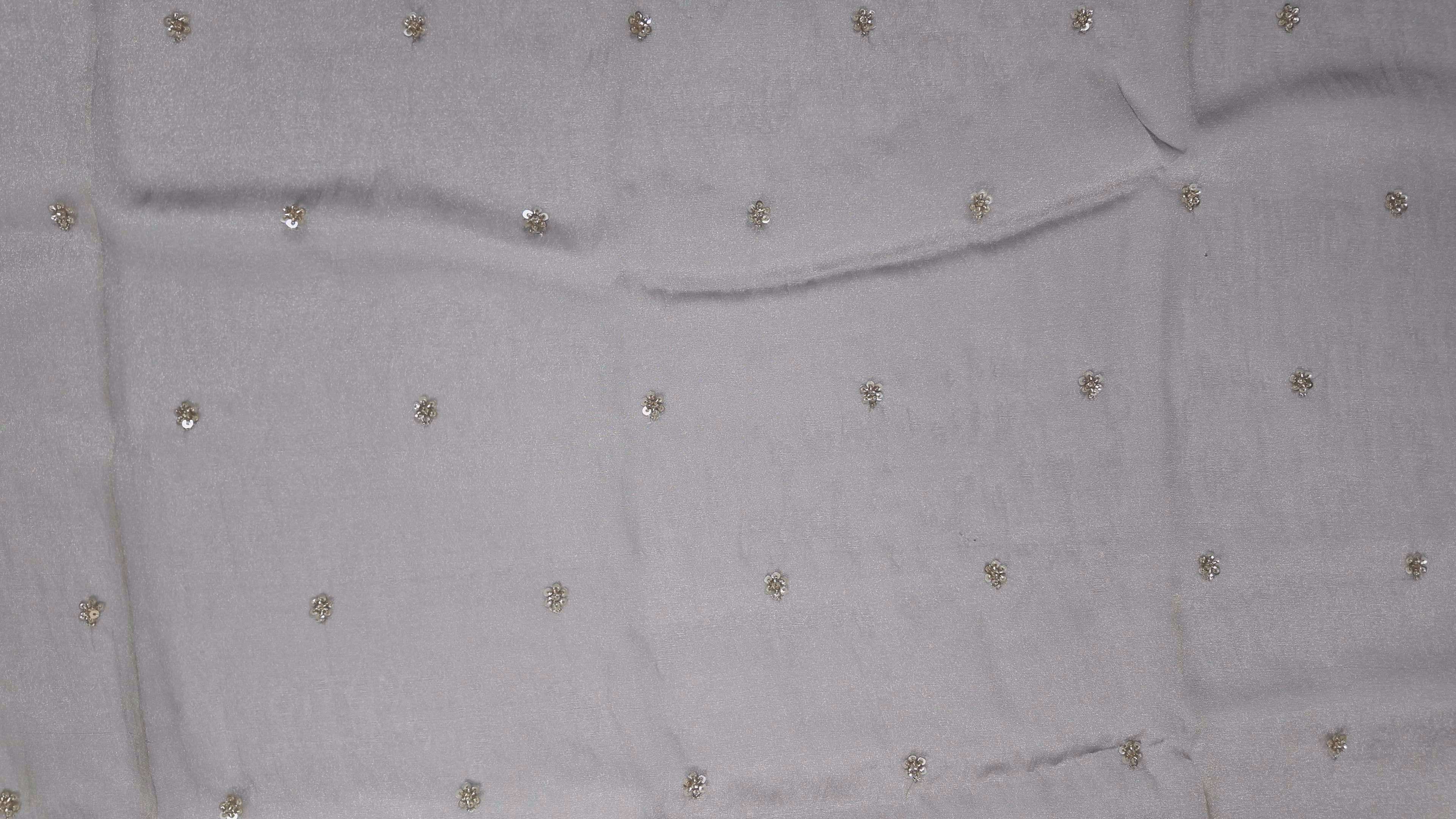 Opulent Charcoal Saree with Intricate Floral Embroidery",