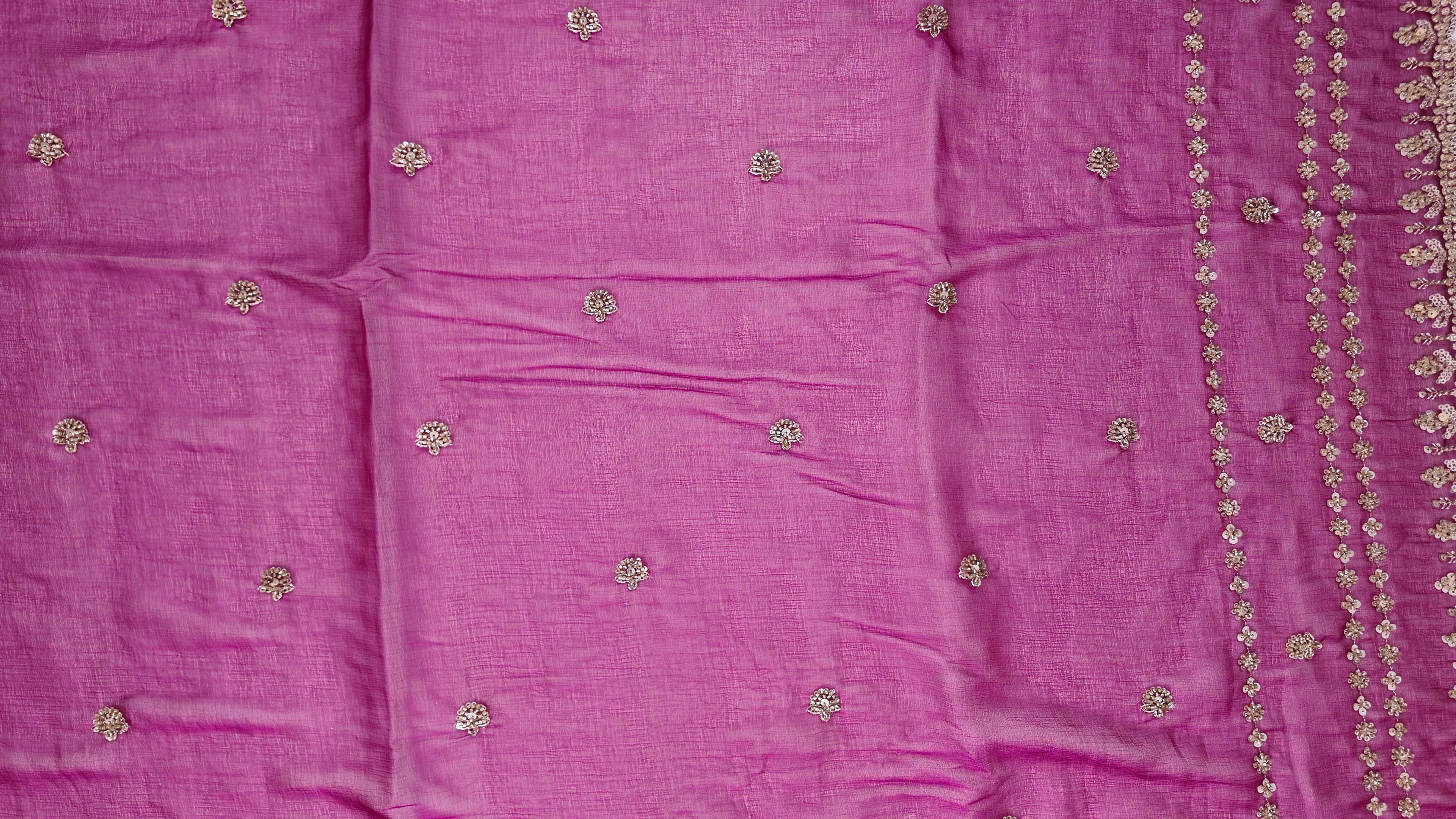 Regal Magenta Splendor: Enchanting Floral Embroidered Saree",