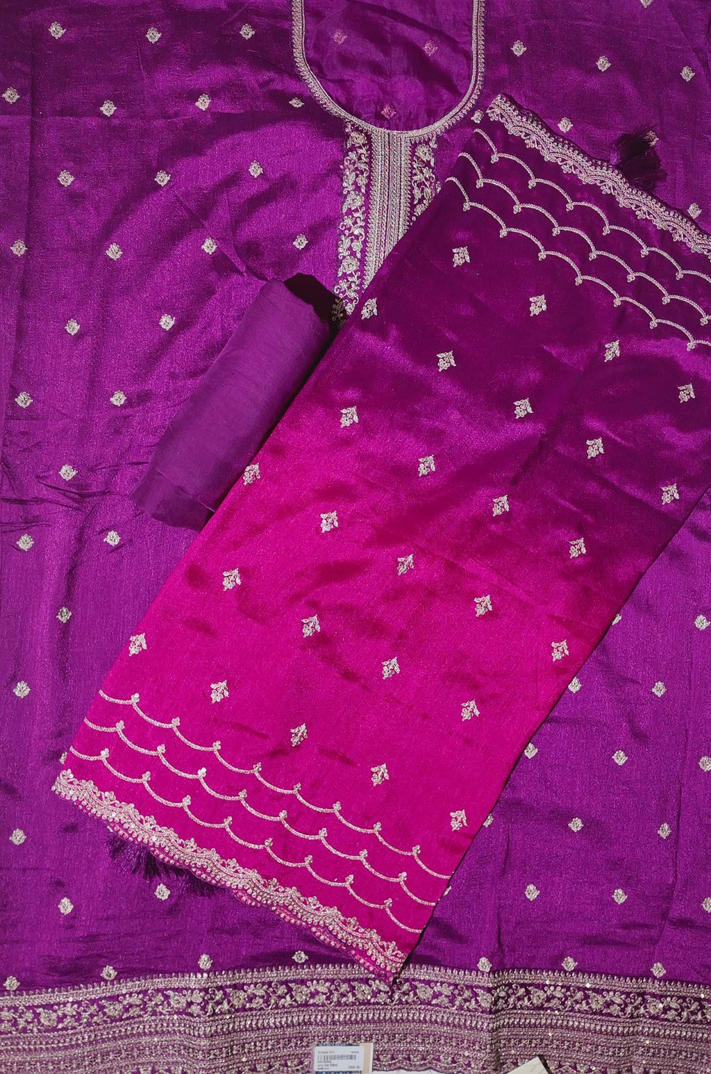 Regal Plum Unstitched Suit with Intricate Silver Embroidery