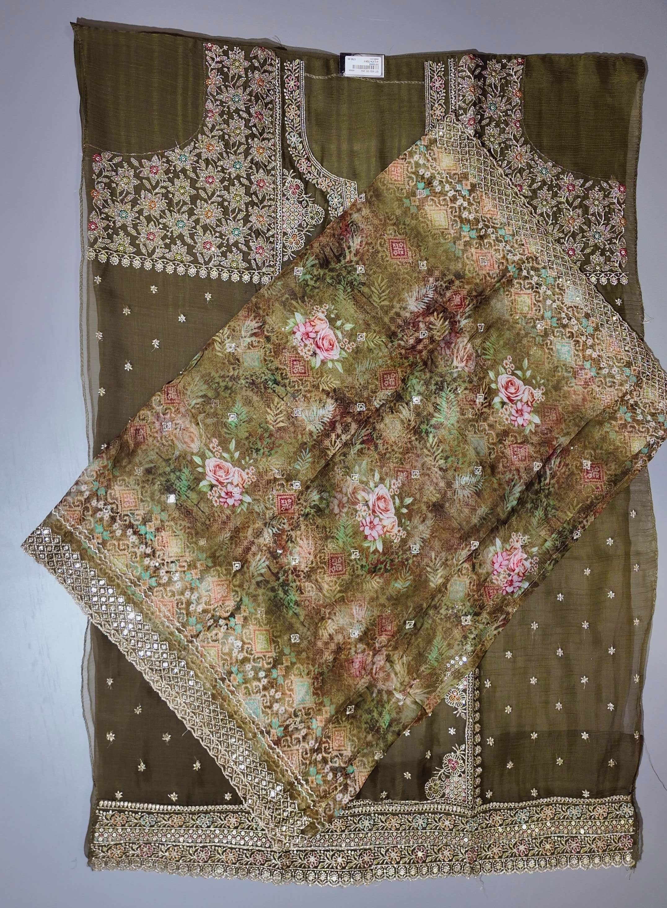 Vibrant Floral Embroidered Unstitched Suit - Timeless Charm",
