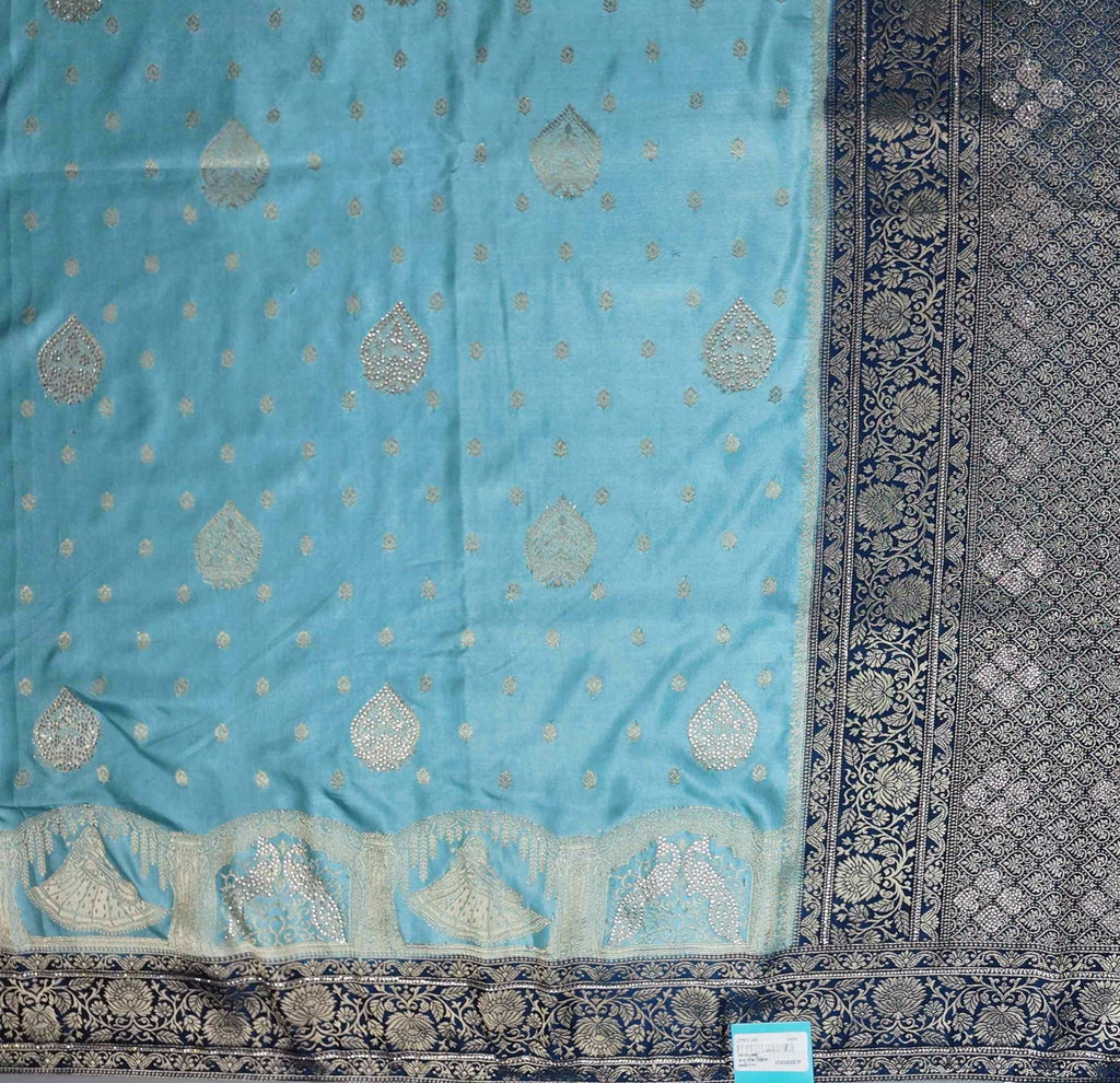 Azure Elegance: Handwoven Tapestry Silk Saree",