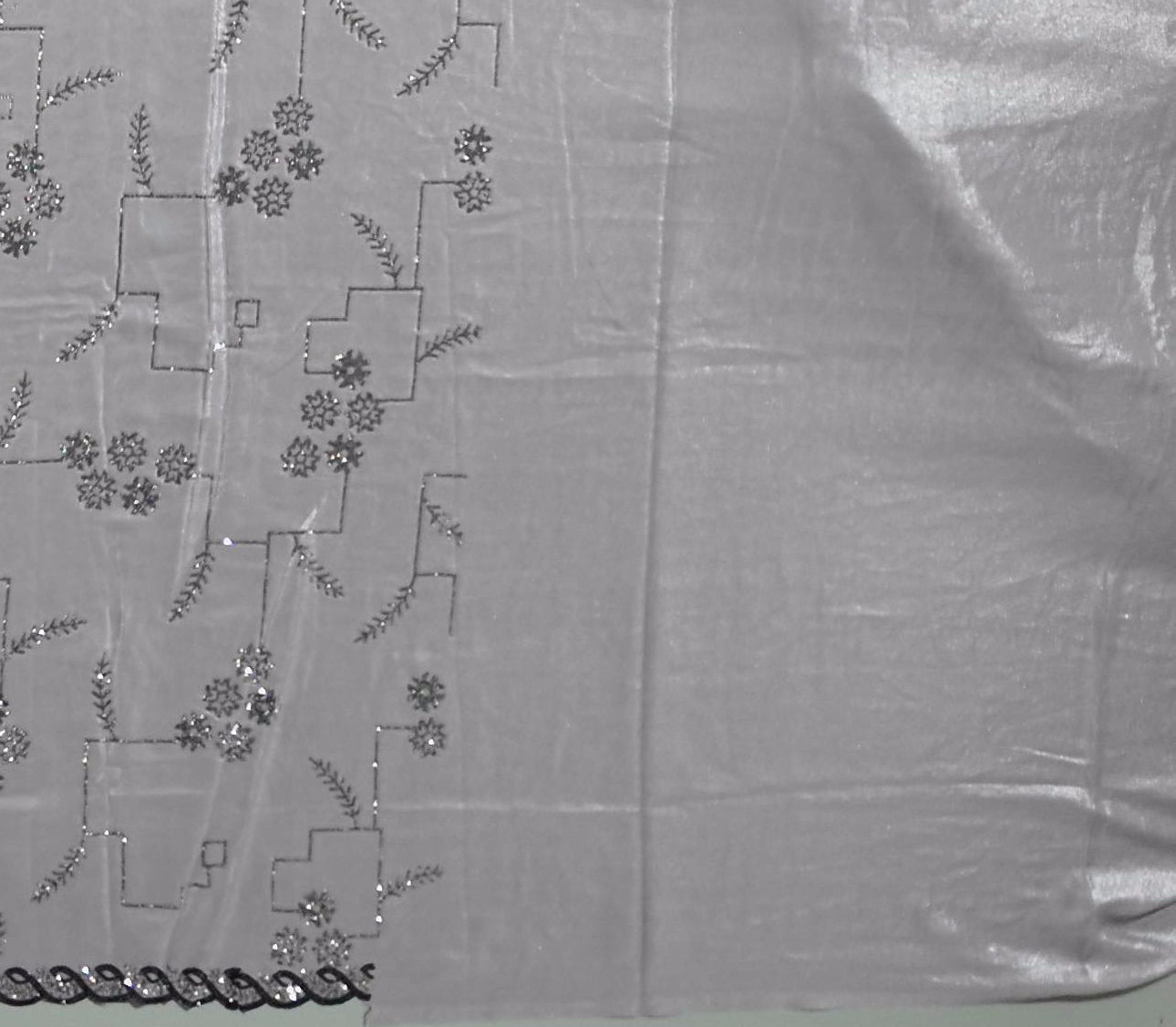 Silk Splendor: Charcoal Grey Geometric Embroidered Saree",