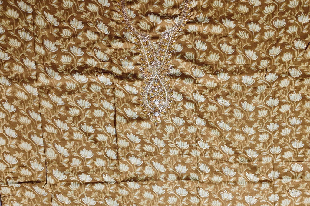Golden Blossoms: Luxurious Unstitched Suit for Every Occasion