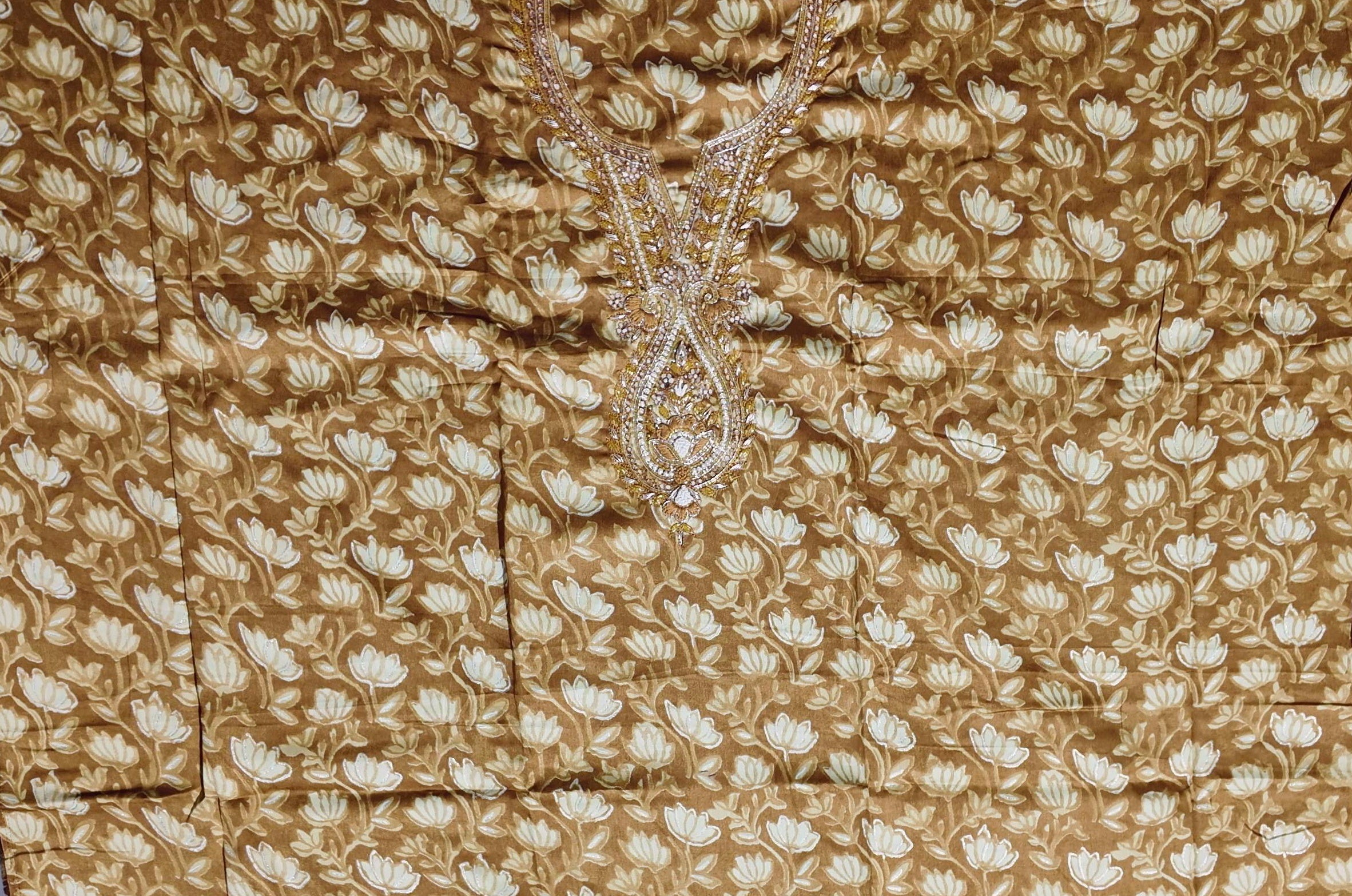 Golden Blossoms: Luxurious Unstitched Suit for Every Occasion
