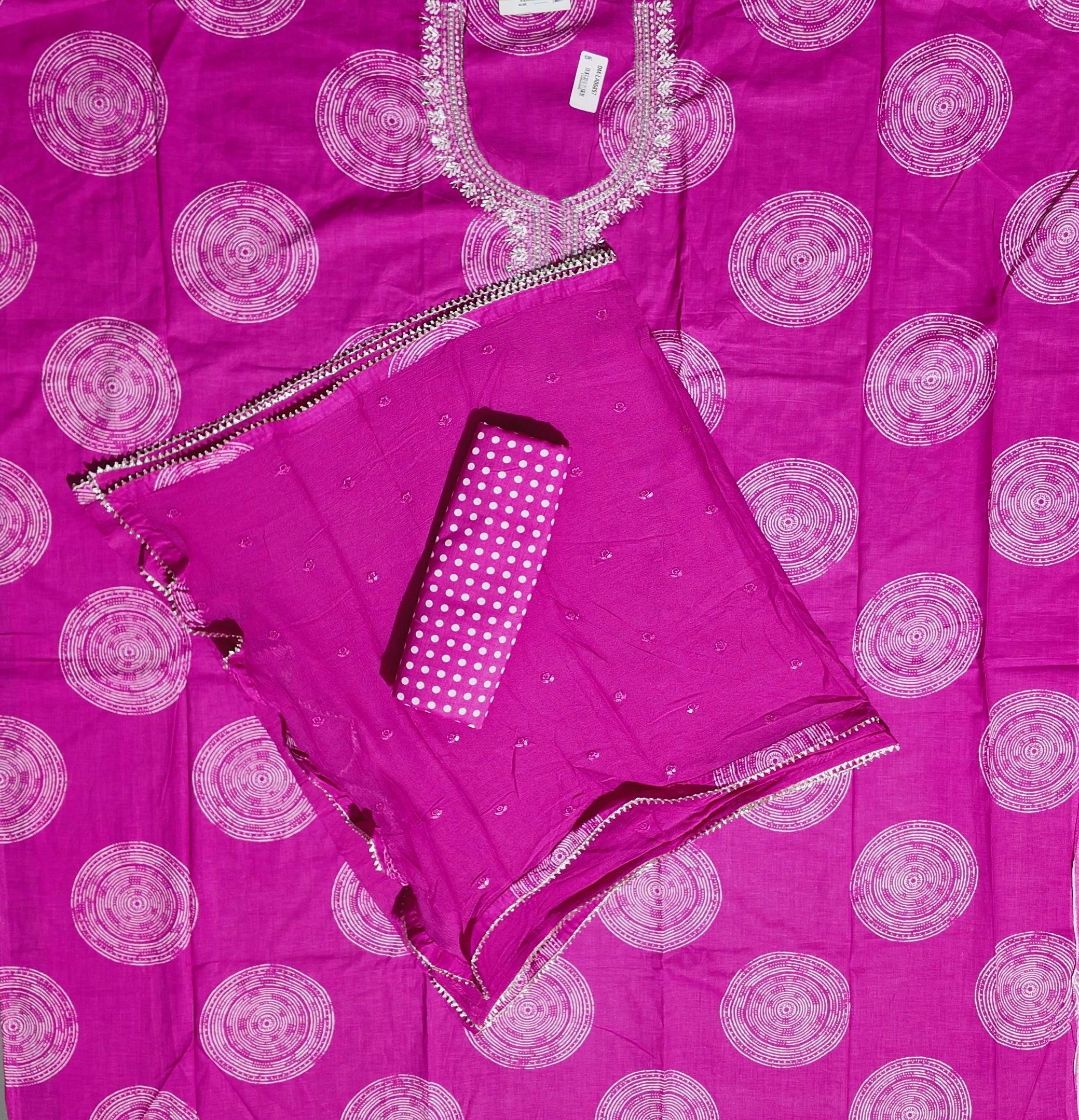 Radiant Fuchsia Unstitched Suit with Intricate Embroidery
