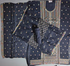 Vivid Midnight Garden Unstitched Suit - Artisanal Elegance