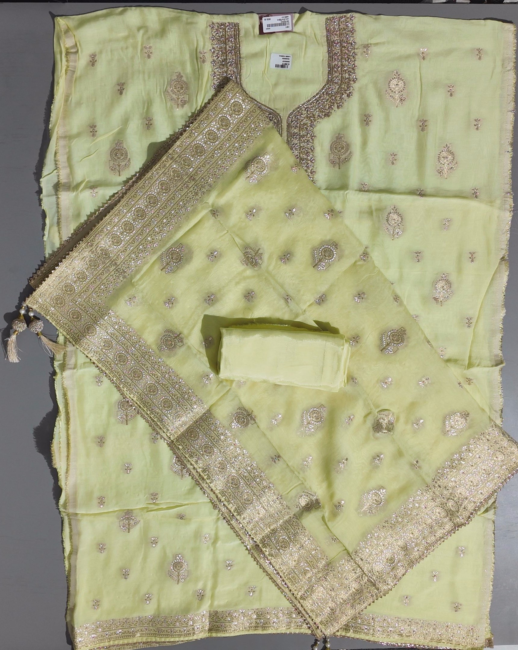 Luminous Lemon: Handcrafted Embroidered Unstitched Masterpiece