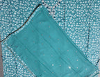 Charming Teal Unstitched Suit with Floral Embroidery
