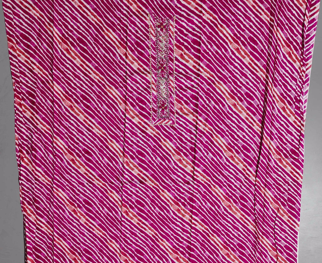 Vibrant Coral Waves: Unstitched Suit with Intricate Embroidery
