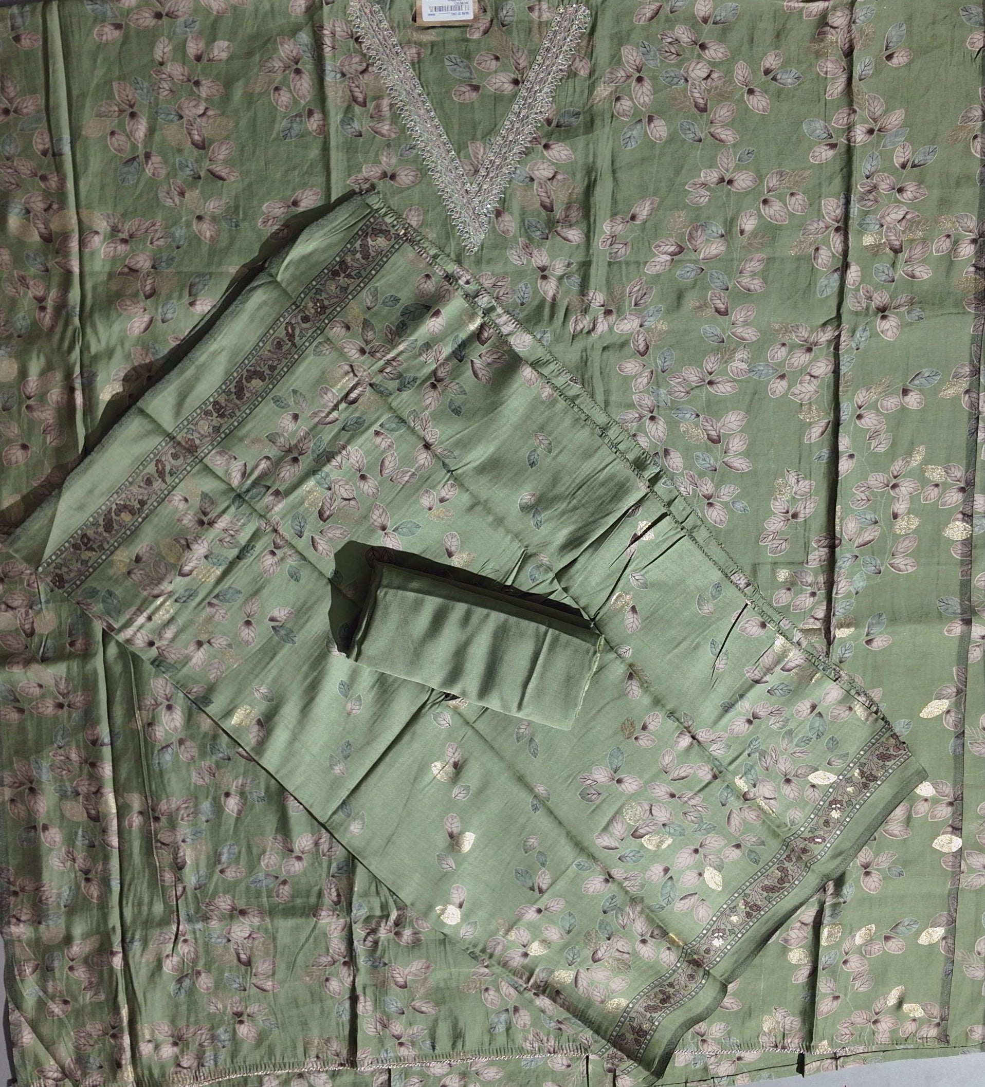 Whimsical Forest Unstitched Suit for Festive Gatherings",