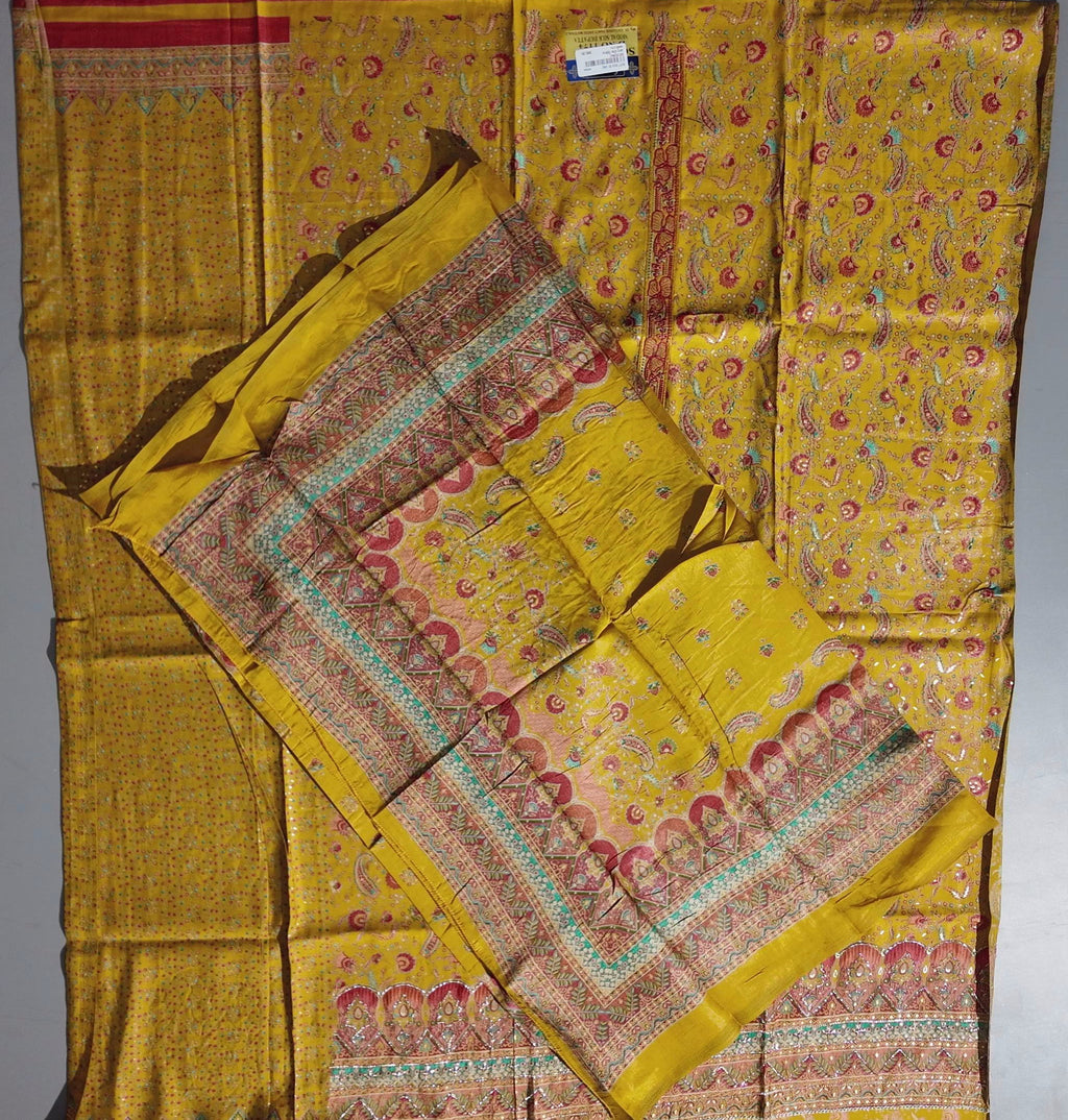 Sun-Kissed Yellow Unstitched Suit: A Canvas of Tradition",