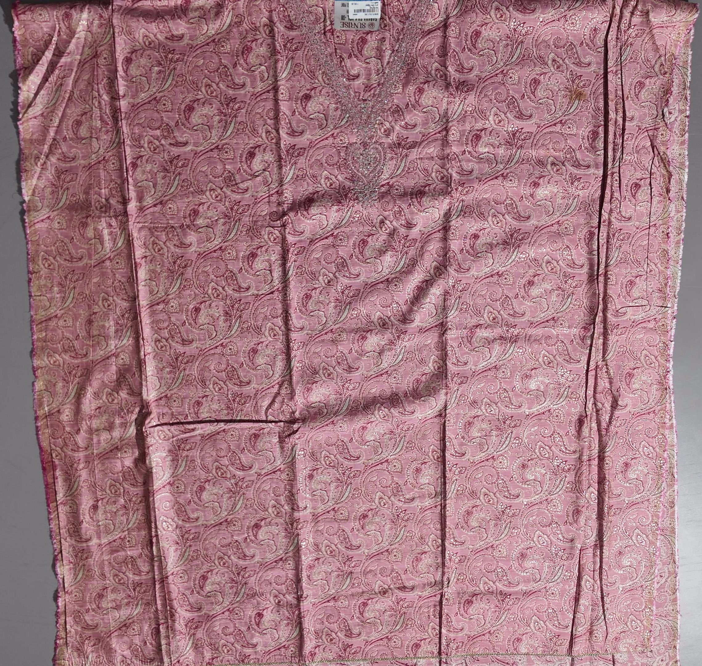 Blossom Allure: Pink Paisley Unstitched Suit