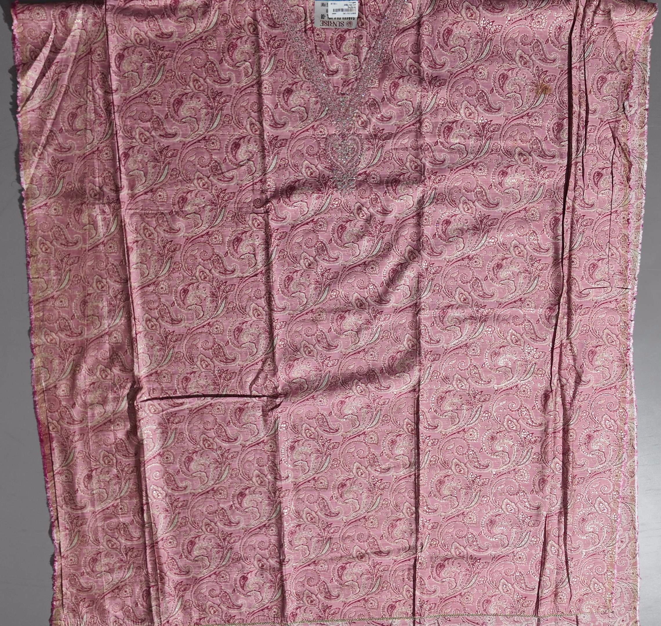 Charming Fuchsia Paisley Unstitched Suit for Festive Elegance",