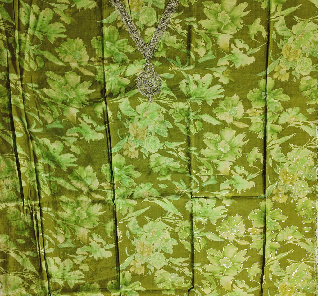 Verdant Bloom: Artisanal Unstitched Suit in Lush Green