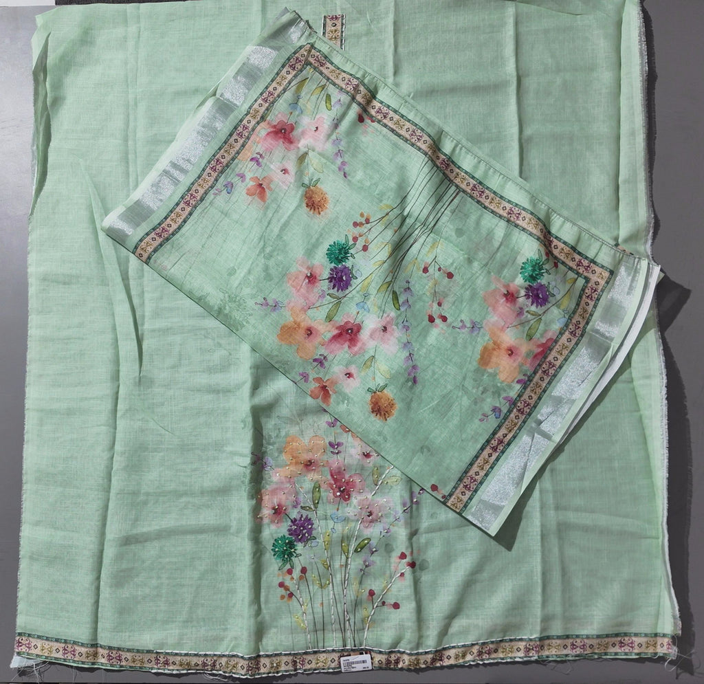 Blossom Dream: Artistic Unstitched Suit with Floral Elegance