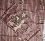 Charming Chocolate Unstitched Suit with Floral Embroidery