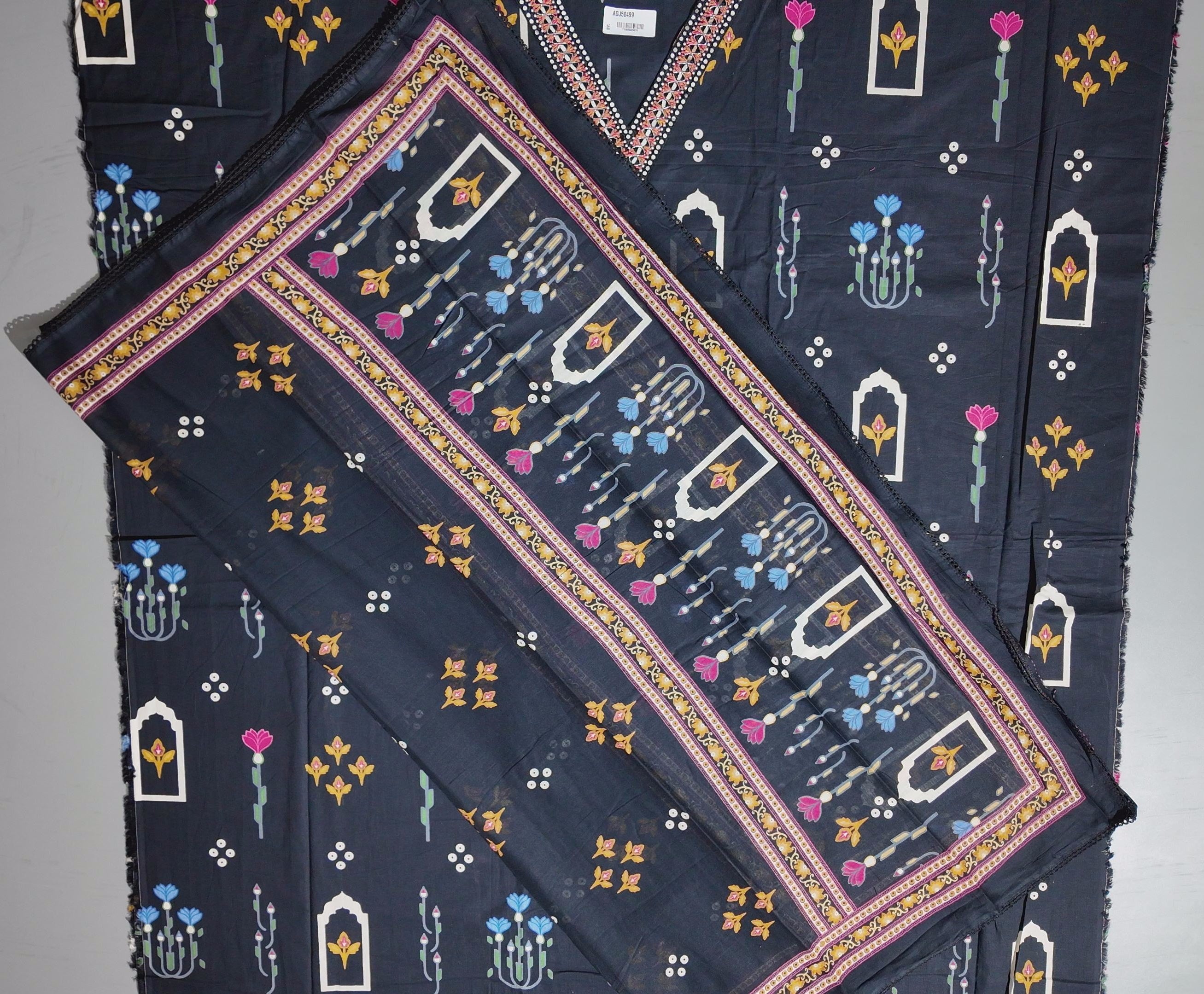 Midnight Blossoms: Artisanal Unstitched Suit Delight",