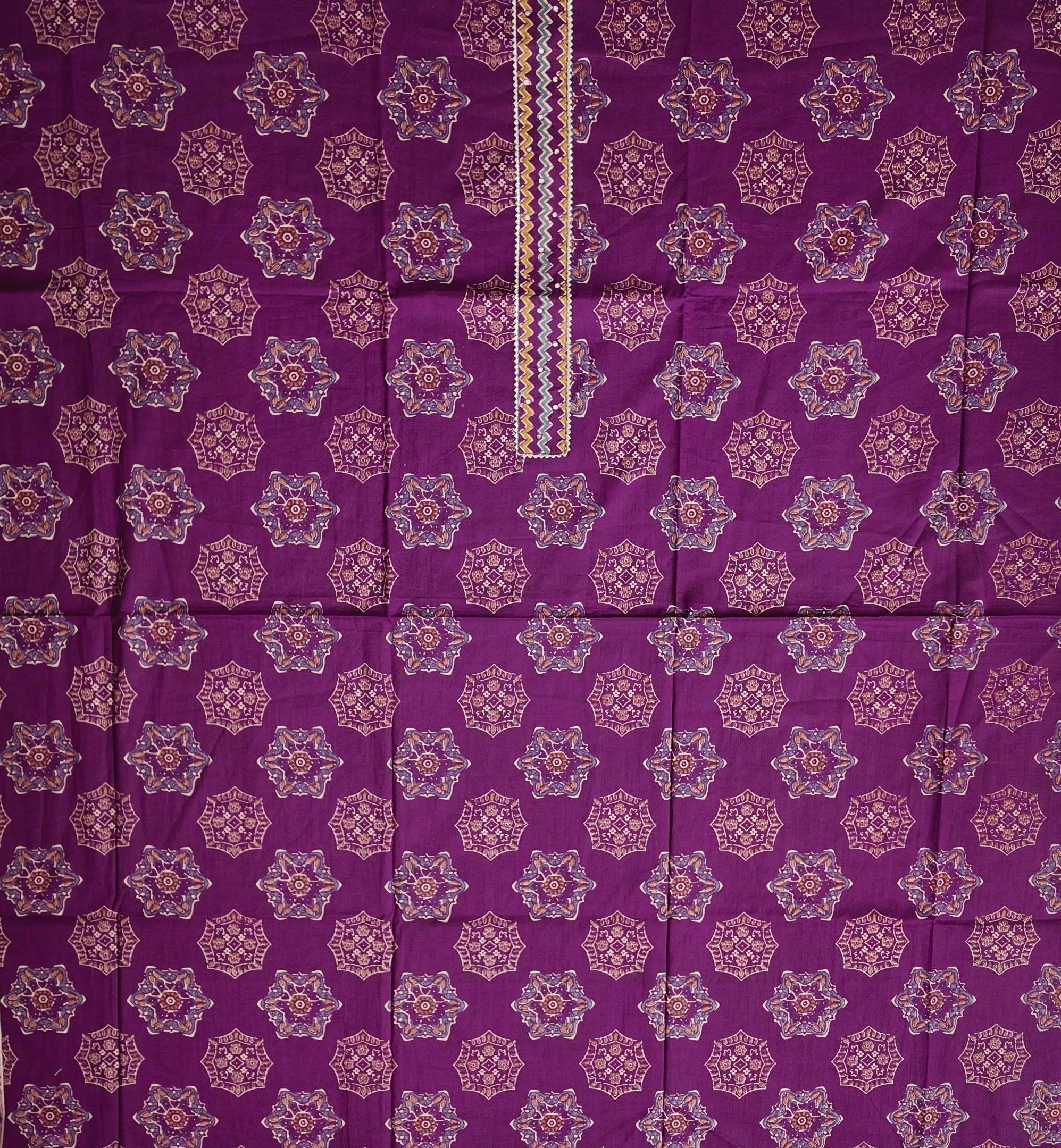 Vibrant Mandala Mauve Unstitched Suit Set