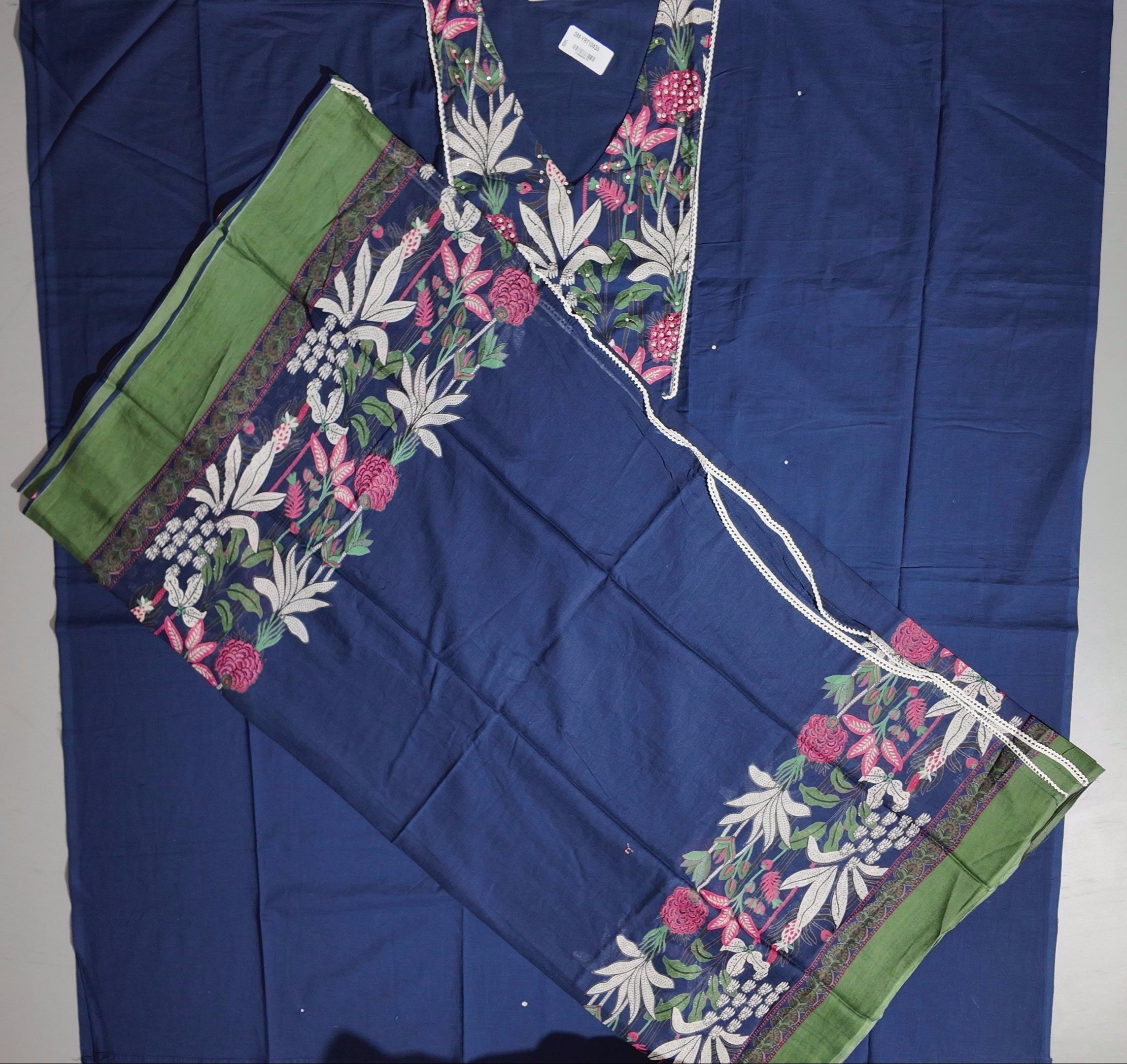 Botanical Bliss: Artisanal Unstitched Suit in Midnight Navy