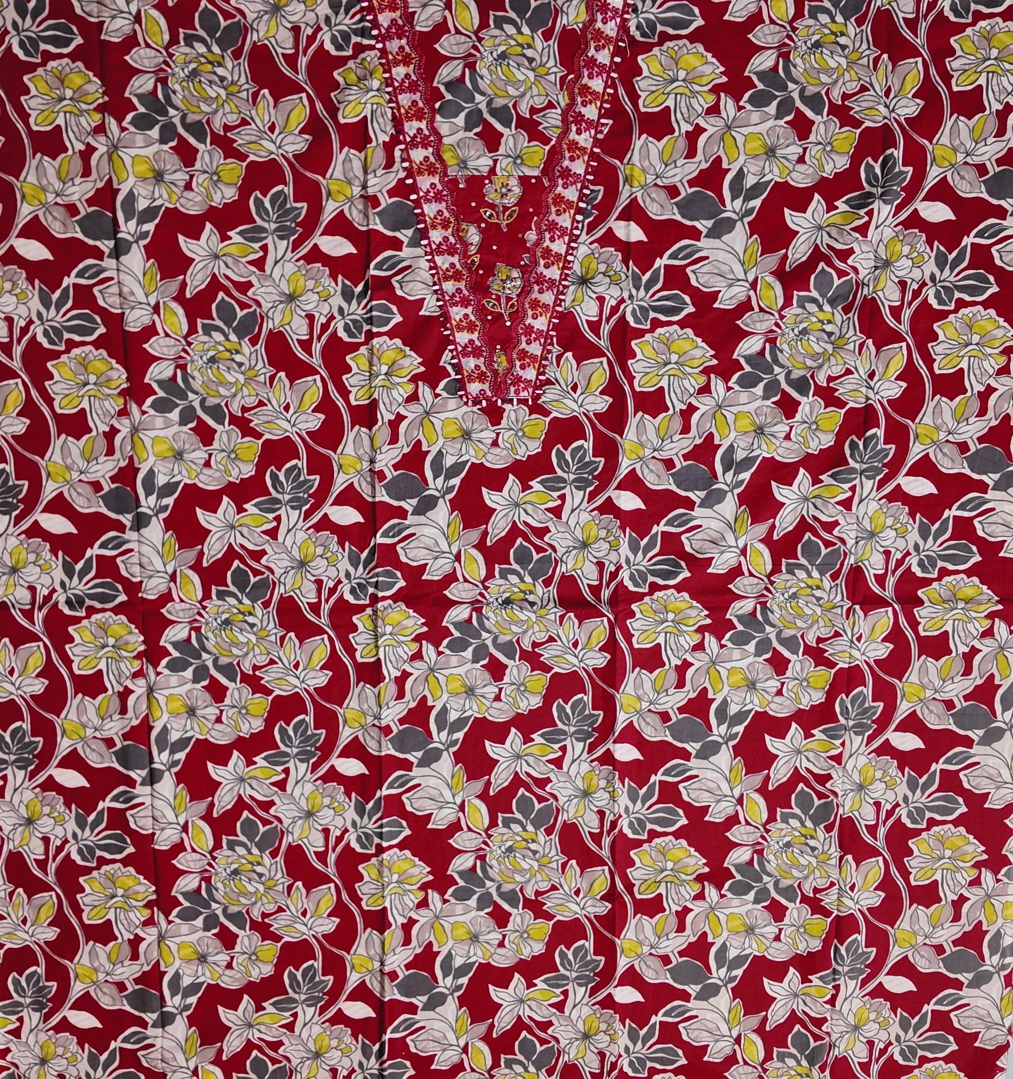 Vibrant Floral Bliss: Comfort Unstitched Suit Set